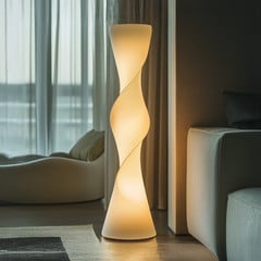 Lucande Lampada LED da pavimento Isa, bianco, tessuto, altezza 167 cm
