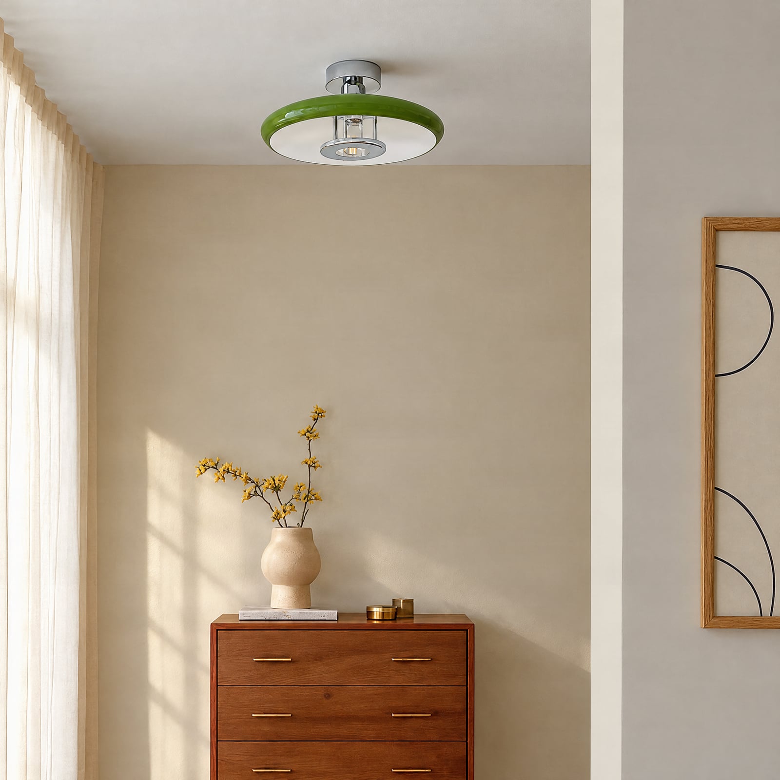 Lindby Branford ceiling light, retro, Ø 35 cm, green, metal Lindby Branford ceiling light, retro, Ø 35 cm, green, metal