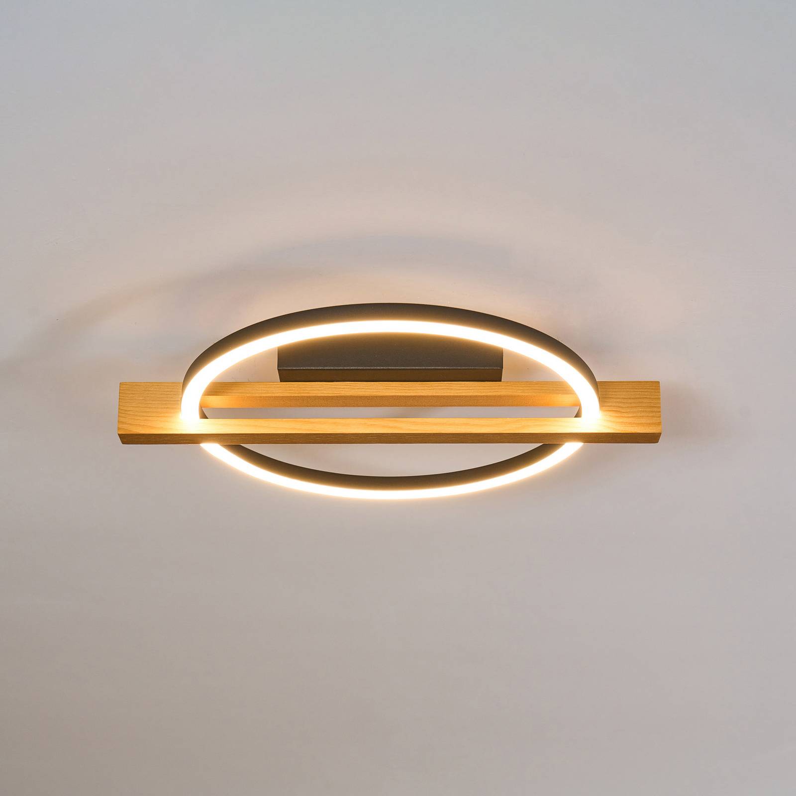 Eco-Light Plafonnier LED Tovak, pin, longueur 39 cm, bois