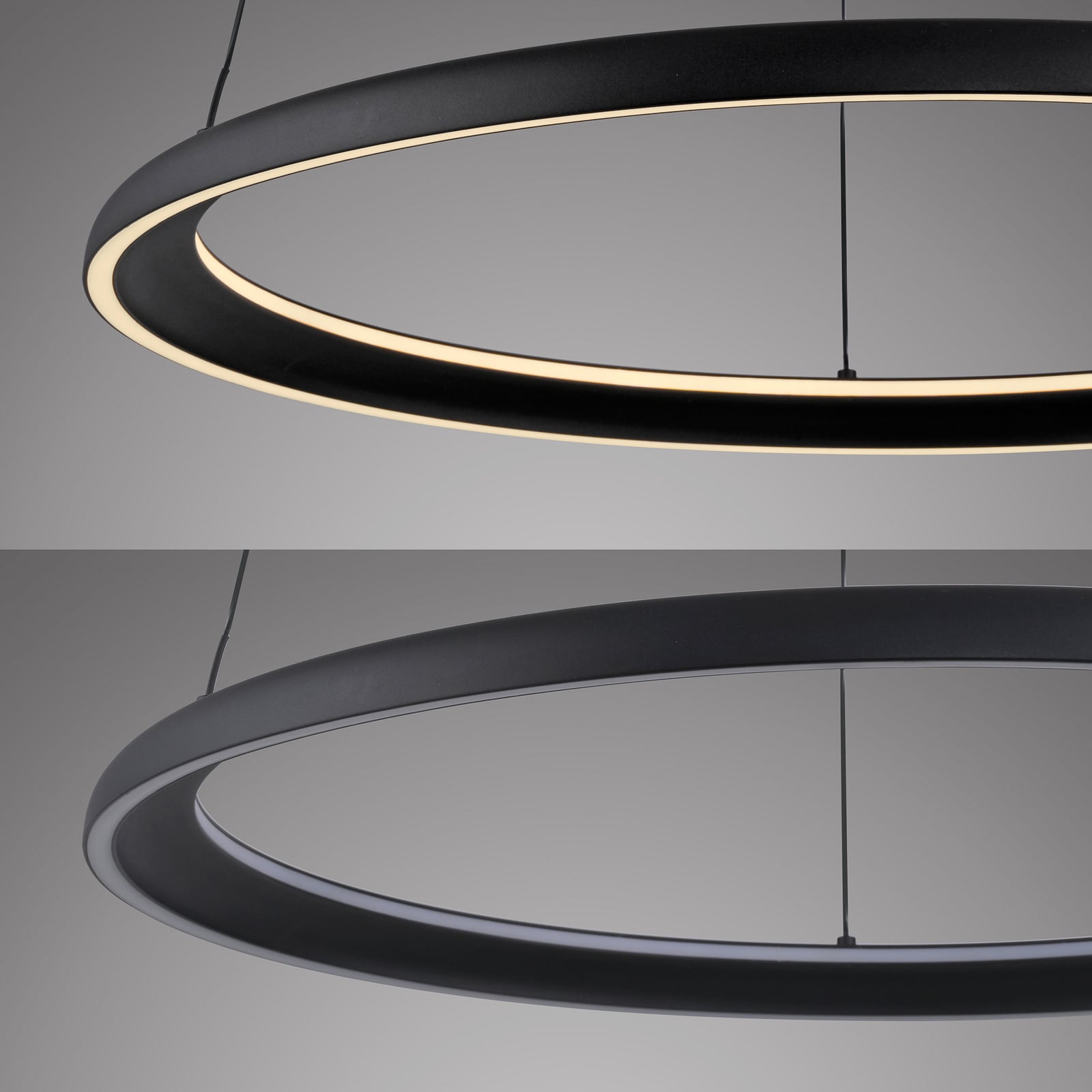 LED viseća svjetiljka QUILLO, crna, Ø 60 cm, metal, s prigušivačem