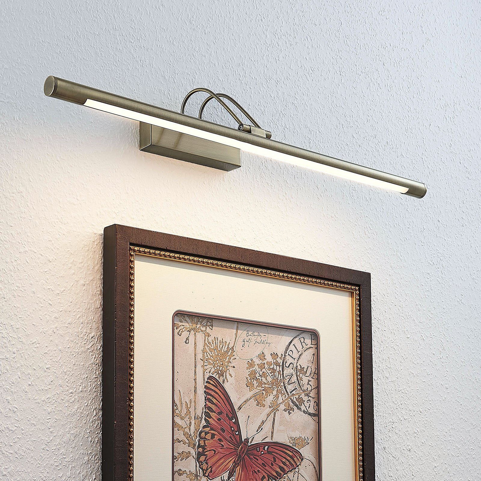 Lámpara LED para cuadros Mailine, latón antiguo