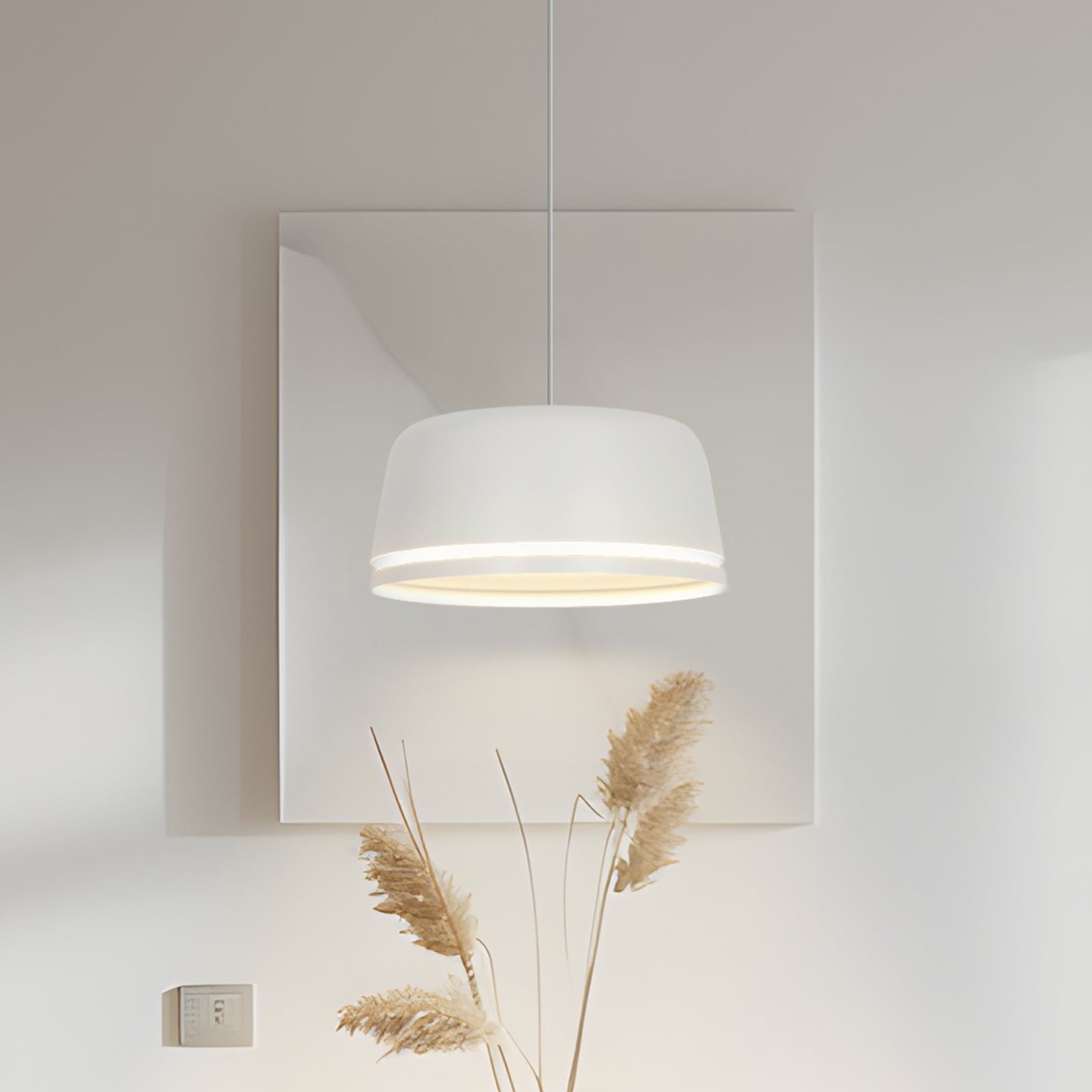 Peaks LED-hengelampe, hvit, Ø 35 cm, dimbar, aluminium - Nola