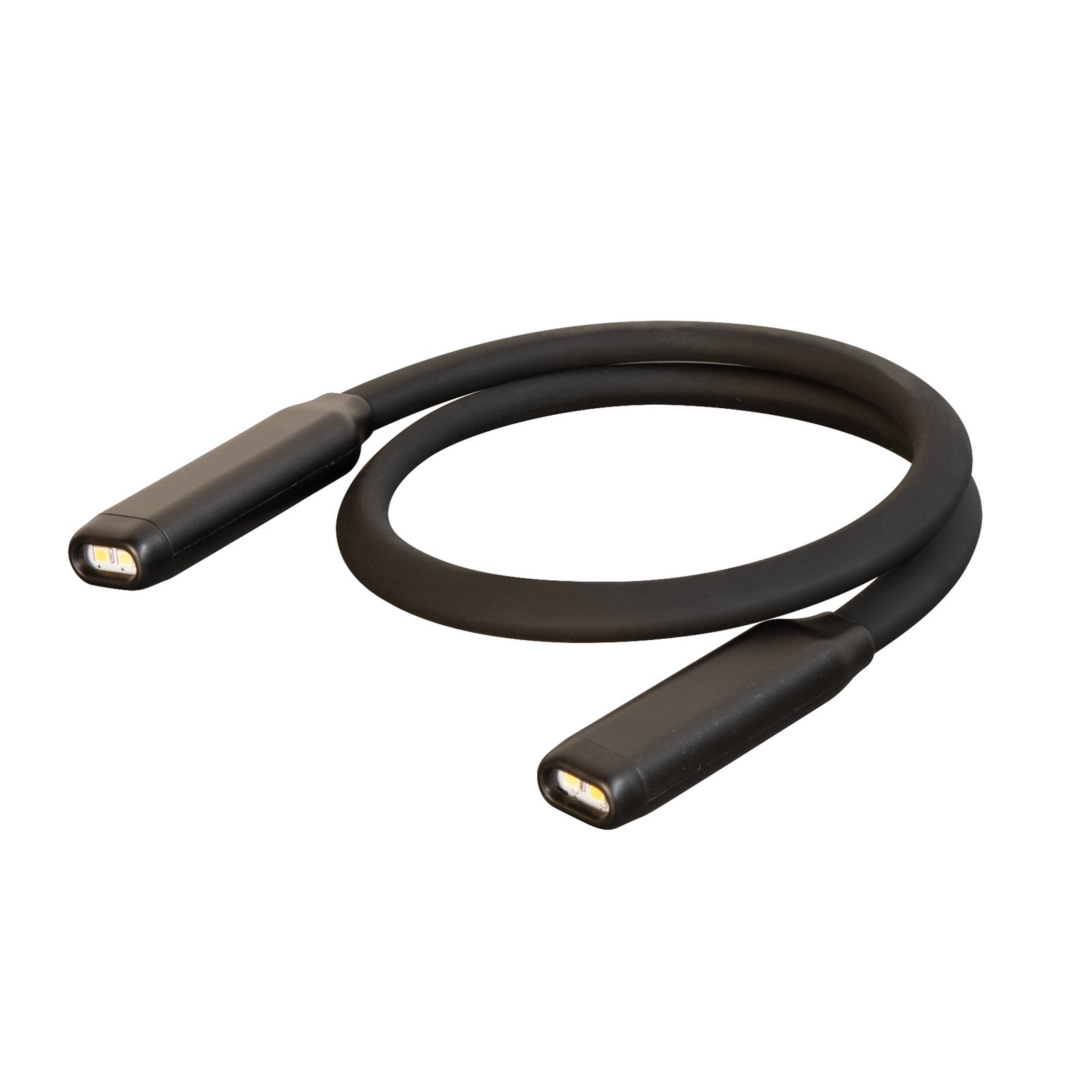 Lampe de lecture LED rechargeable Lasse, noire, longueur 70 cm, plastique