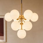 Suspension Peyton, à 10 lampes, or/blanc, verre - Lucande