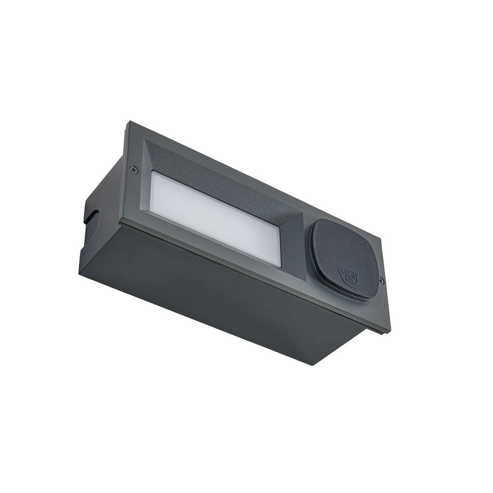 Lucande LED-Wandeinbaulampe Lachlain, anthrazit, Steckdose