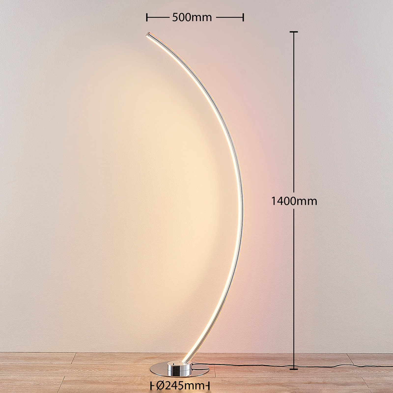 Amaro Floor Lamp Chrome/White - Lindby