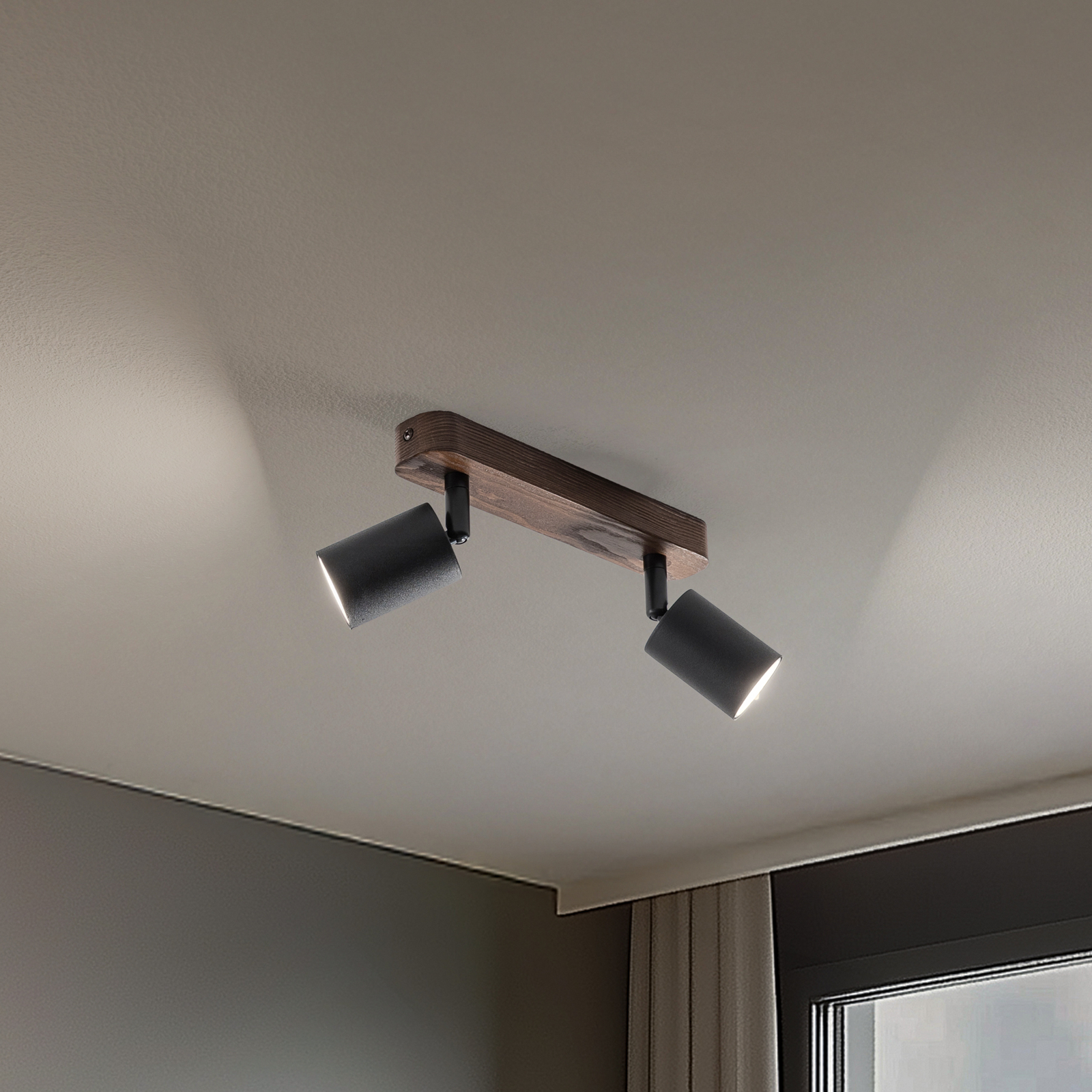 Subrin downlight, walnut, 2-bulb