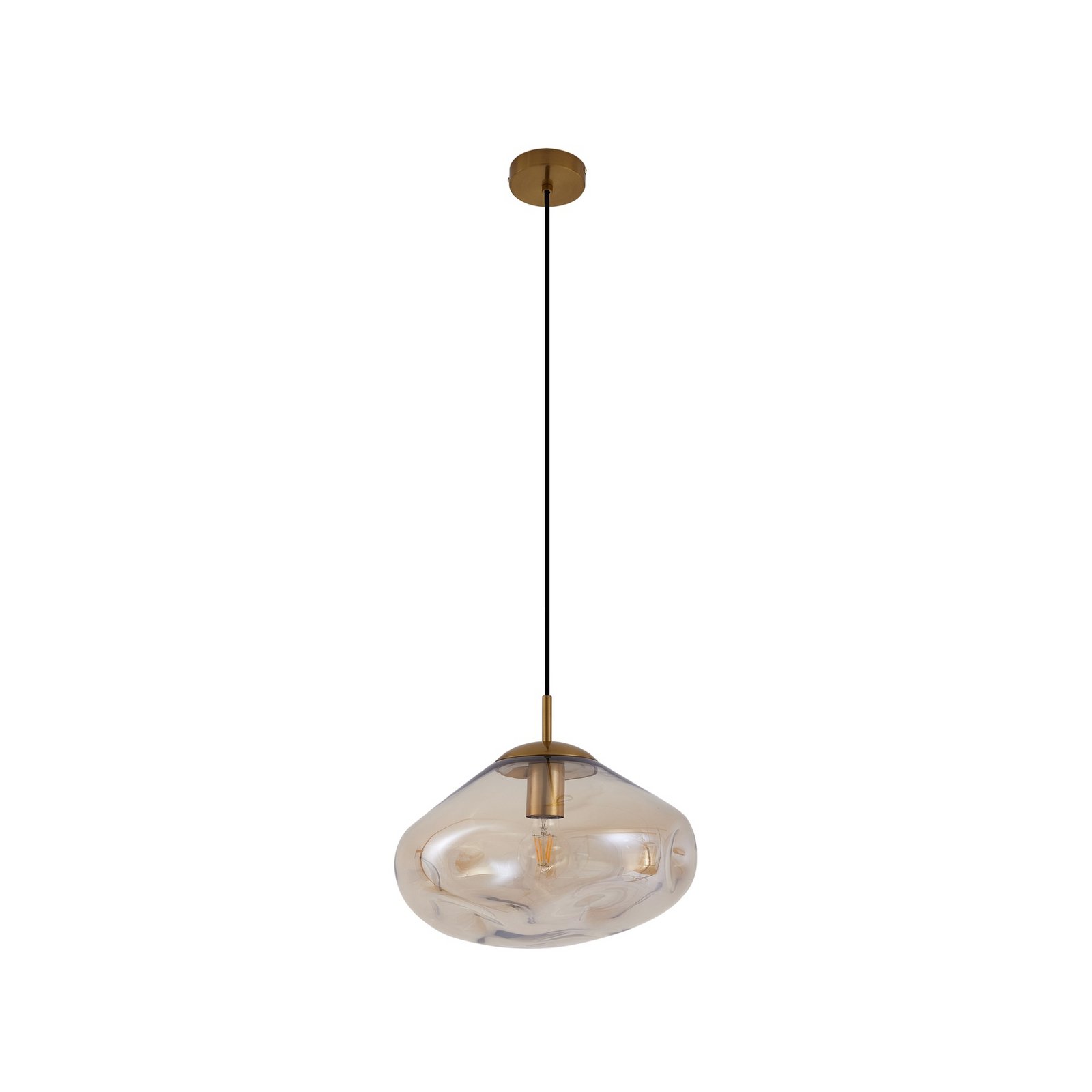 Lindby Hängeleuchte Lelia, amber, Glas, Ø 35 cm