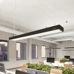 Arcchio LED office hanging light Susi, black, 120cm, 4000K, DALI