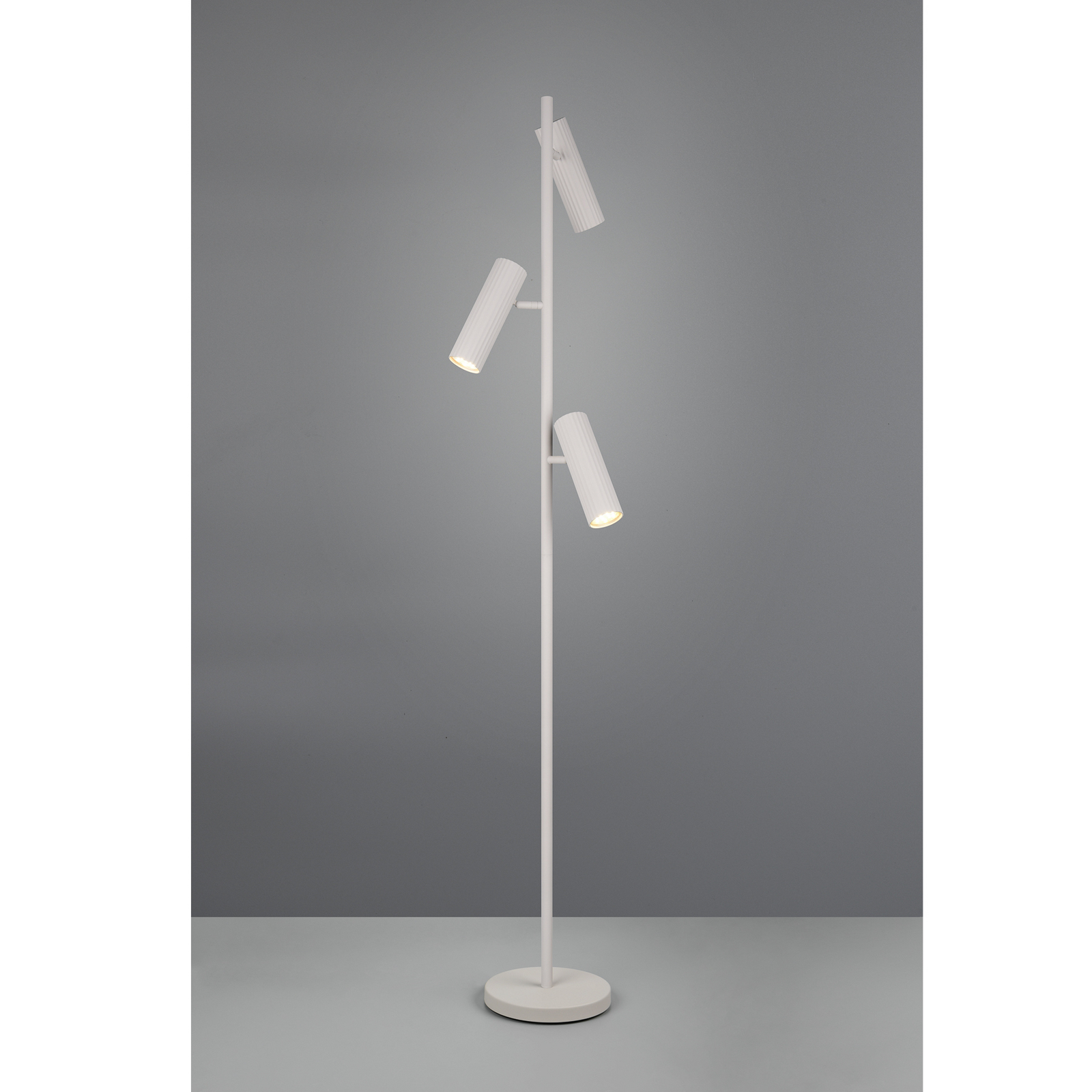 Vloerlamp Soka, lichtgrijs, hoogte 150 cm, metaal, 3-lamps. Vloerlamp Soka, lichtgrijs, hoogte 150 cm, metaal, 3-lamps.