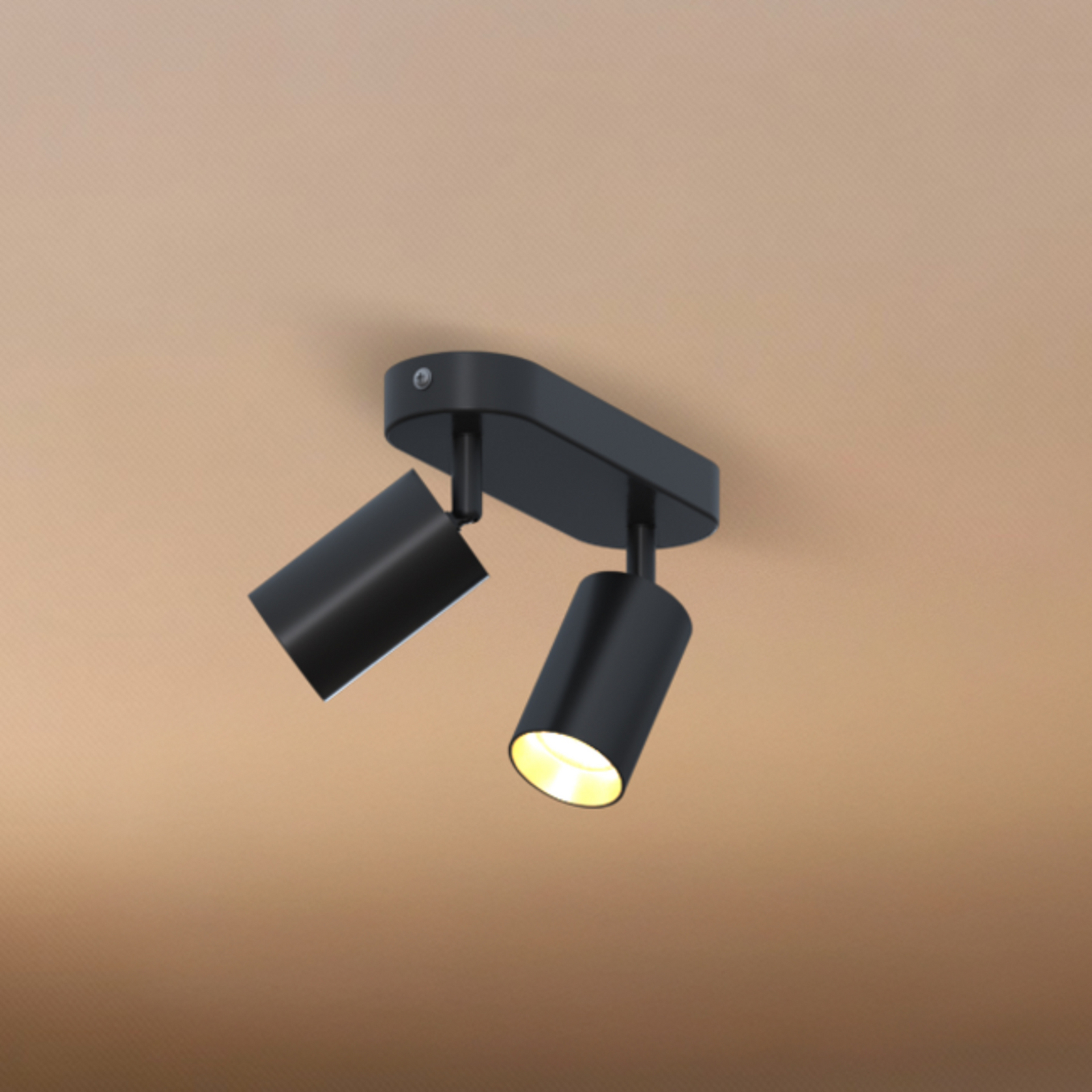 Calex GU10-Deckenspot, schwarz, Länge 21 cm, 2-flg., Metall