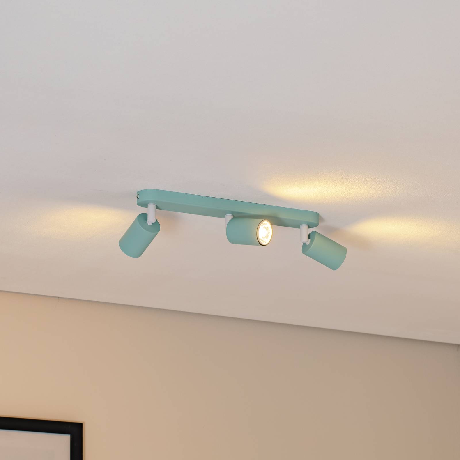 Deckenstrahler Livia, mintgrün, 52 cm, 3-flg., Metall, GU10 günstig online kaufen