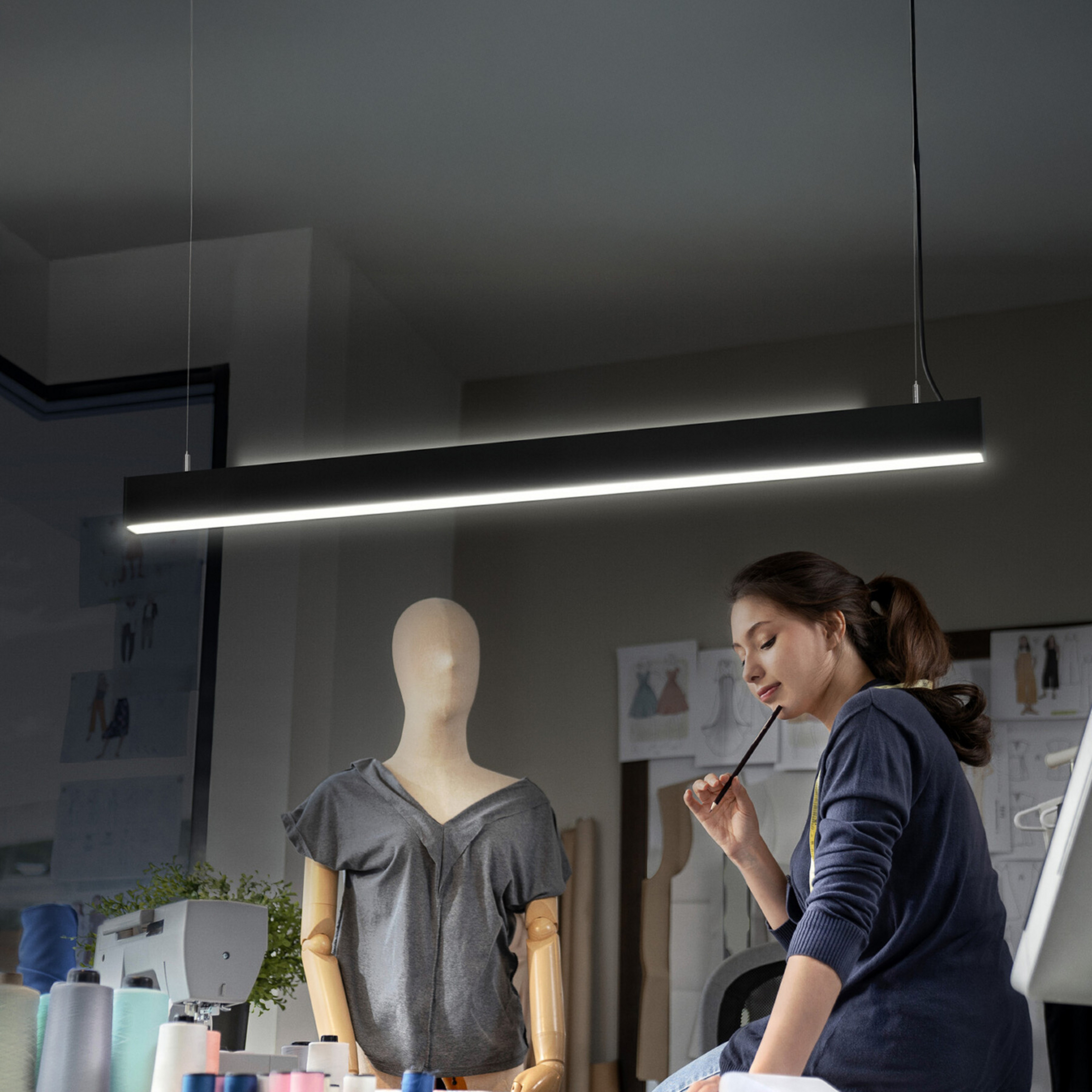 OSRAM LED-Hängelampe Office line Cuboid schwarz 4.000 K DIM