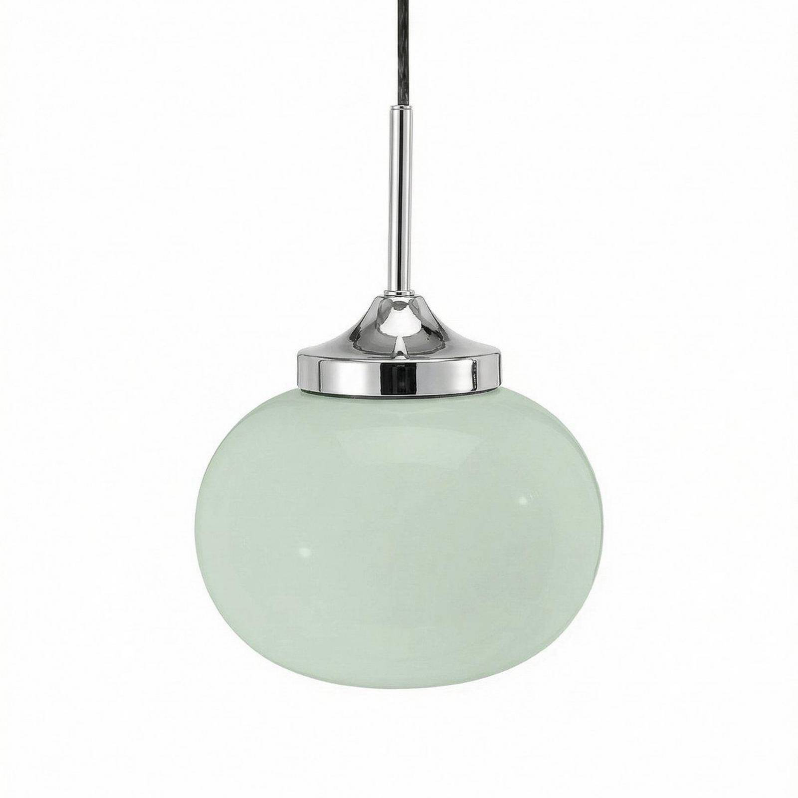 Pendelleuchte Elsy, hellgrün/chrom, Ø 18 cm, Glas, Stecker