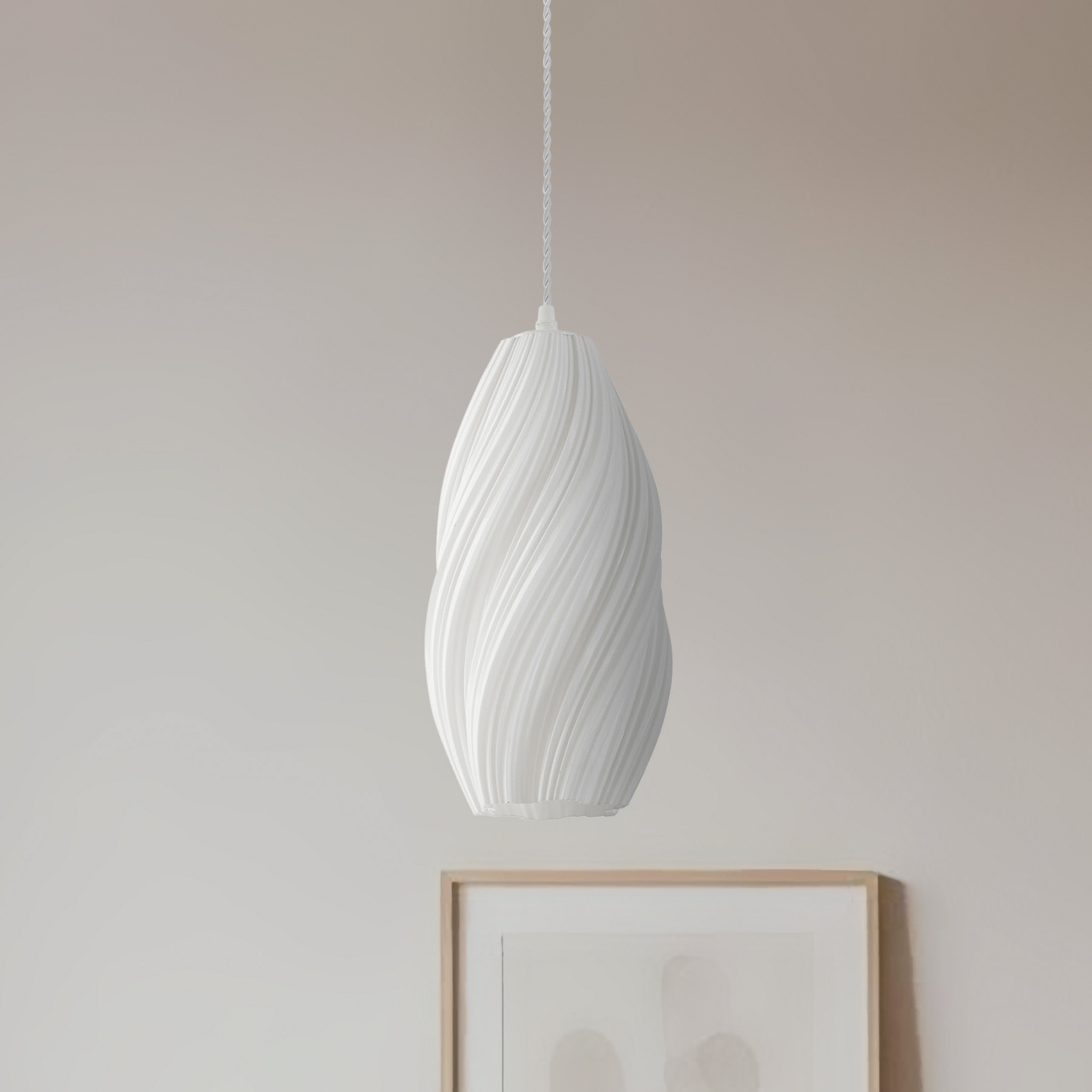 Lindby závesné svietidlo Nuvia, Ø 15,5 cm, biele, 3D tlač
