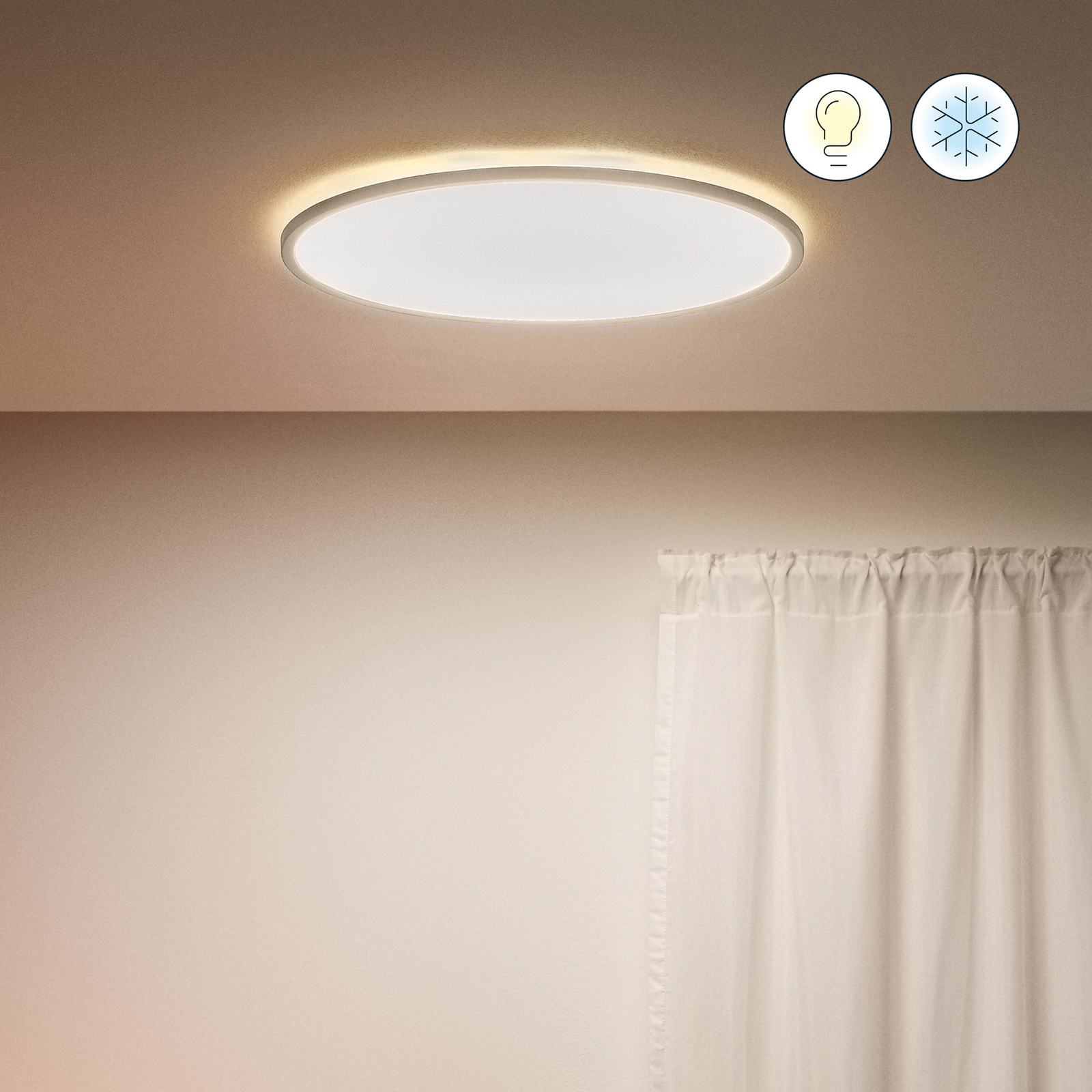 WiZ SuperSlim LED stropna svjetiljka CCT Ø55cm bijela
