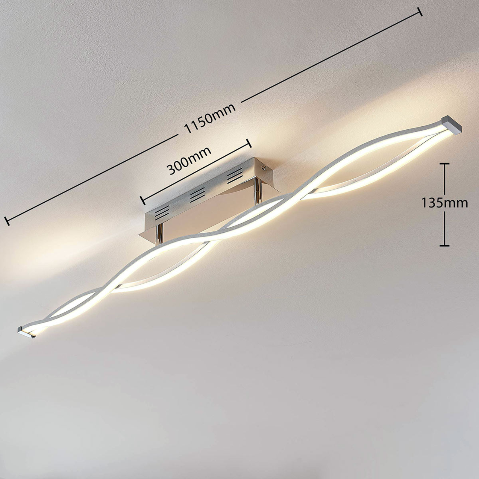 LED stropná lampa Roan, tvar vlny