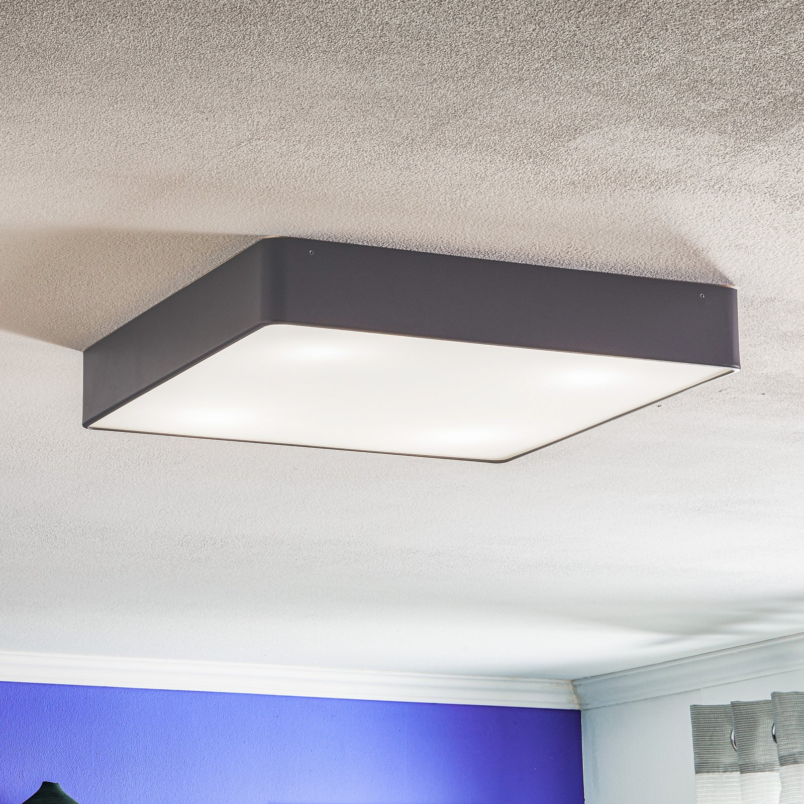 Deckenlampe Oro aus Stahl und Glas, grau