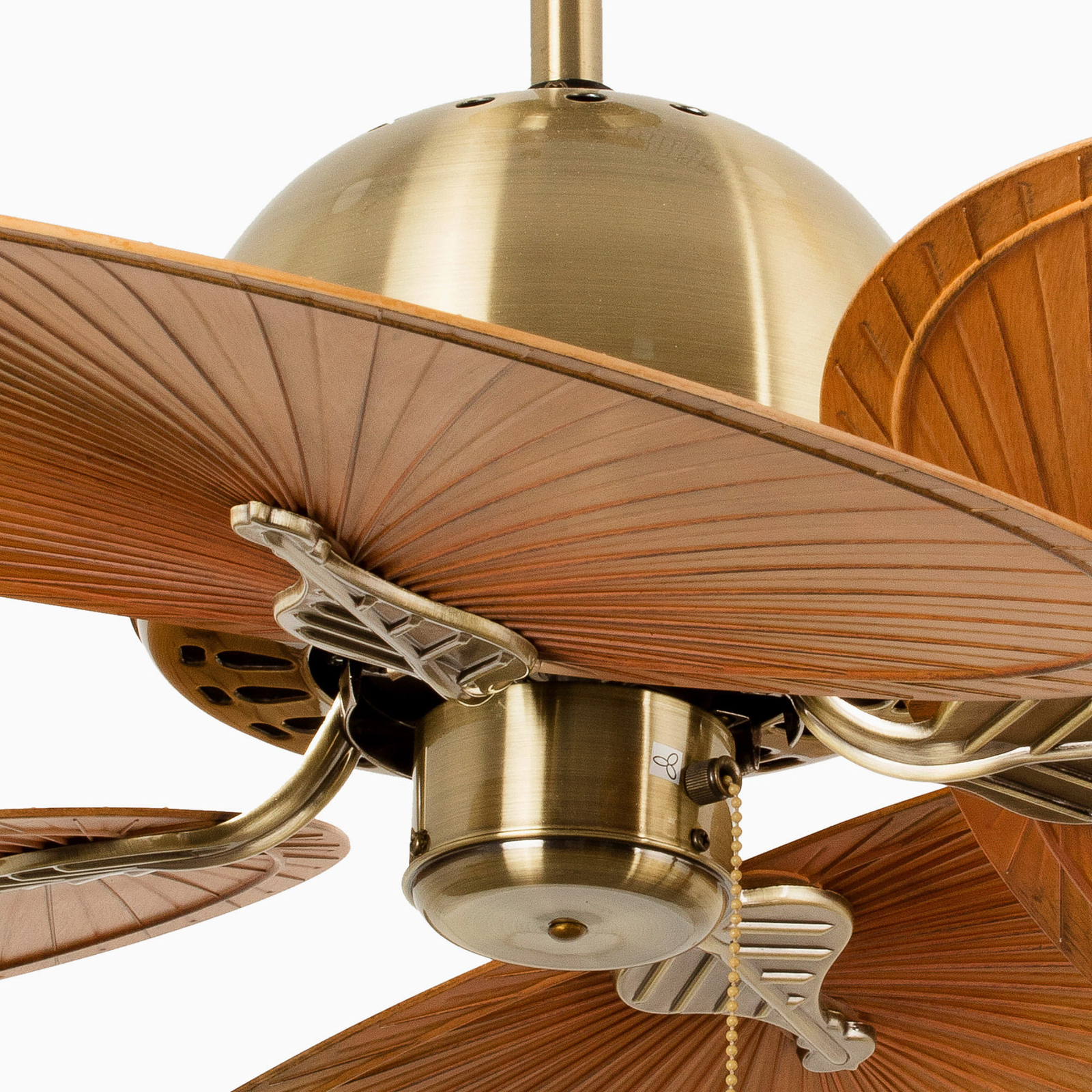 Cuba L ceiling fan, four blades, antique gold