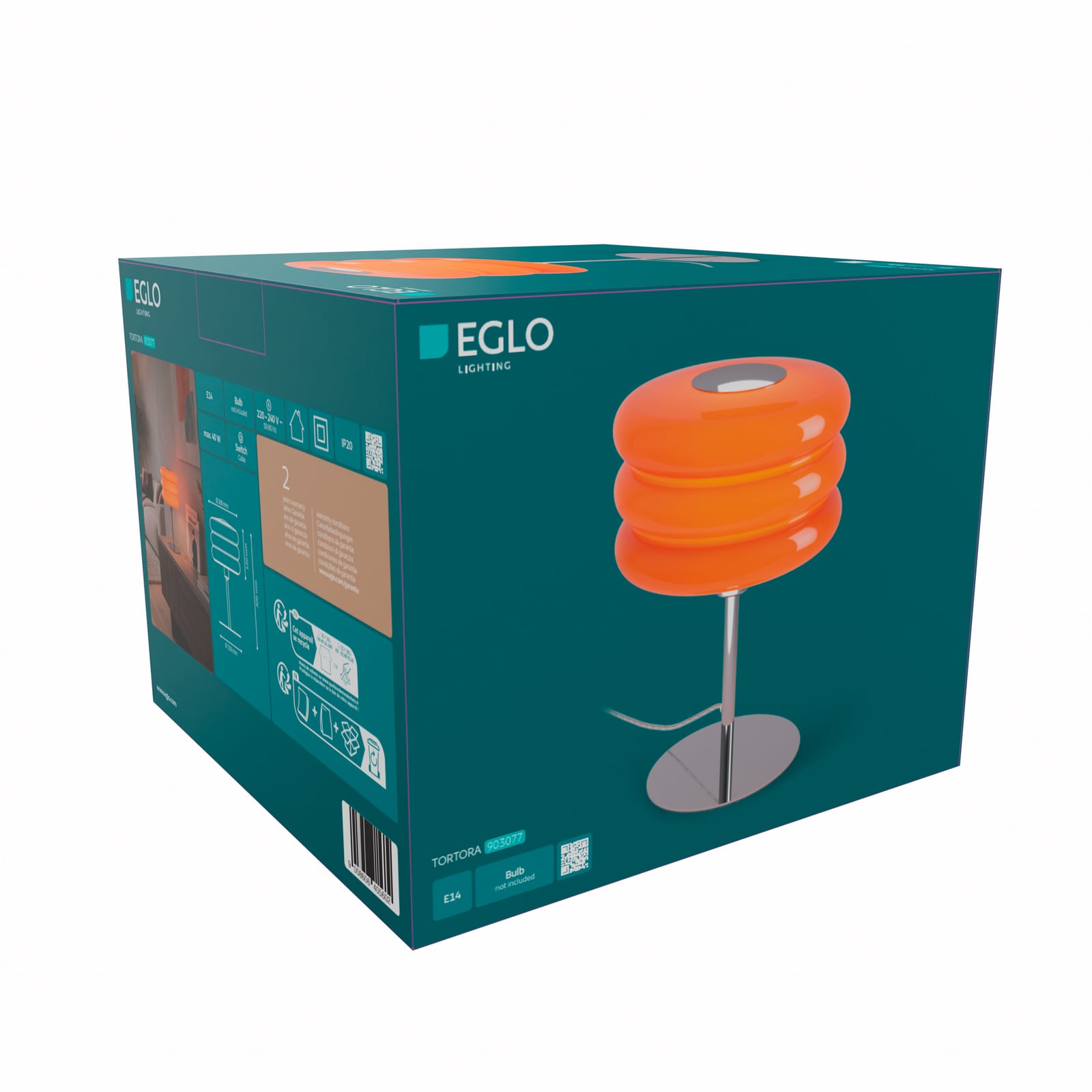 Stolová lampa Tortora, oranžová, sklo, kov, výška 30 cm, E14 Stolová lampa Tortora, oranžová, sklo, kov, výška 30 cm, E14