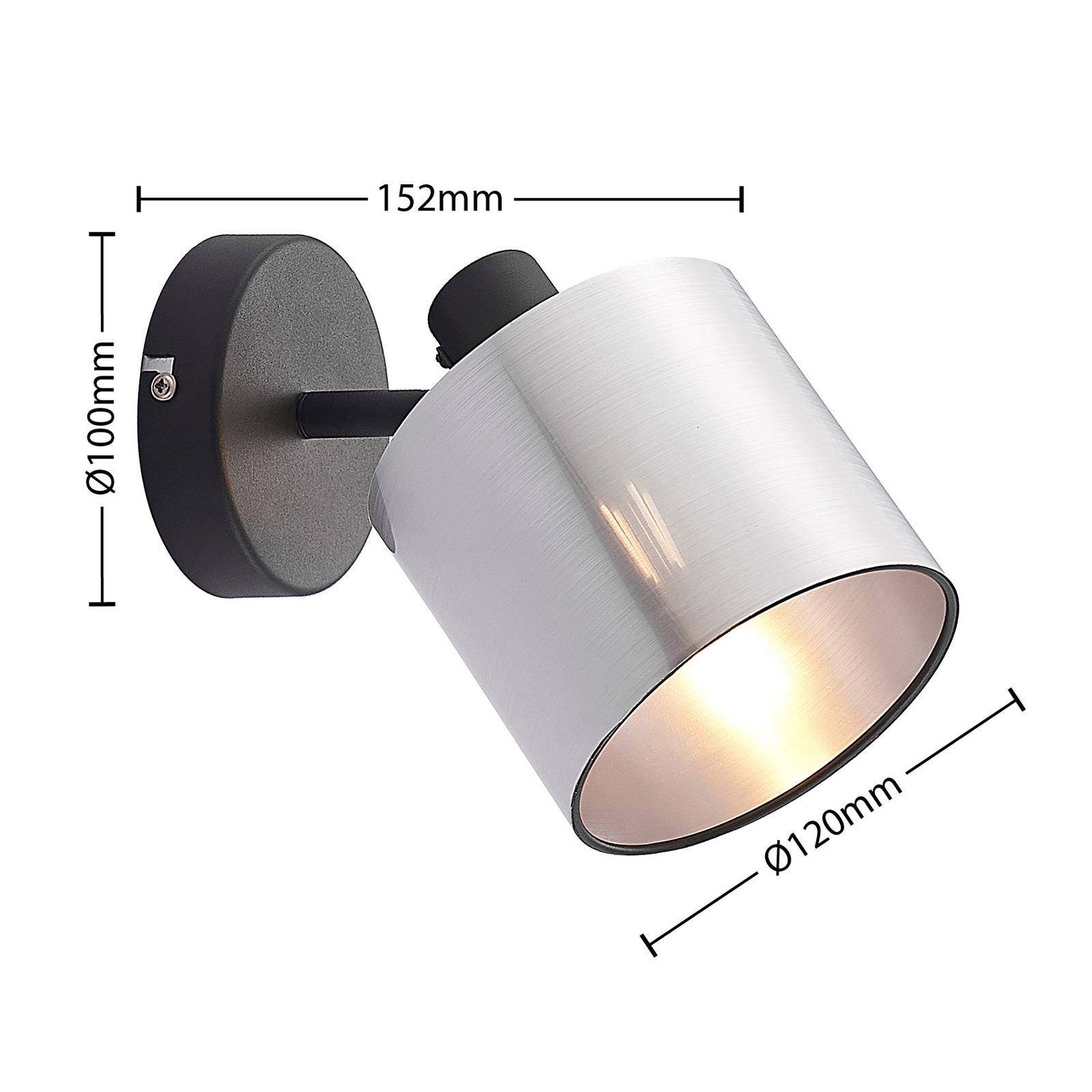 Lindby Joudy lampa ścienna, cylinder, aluminium