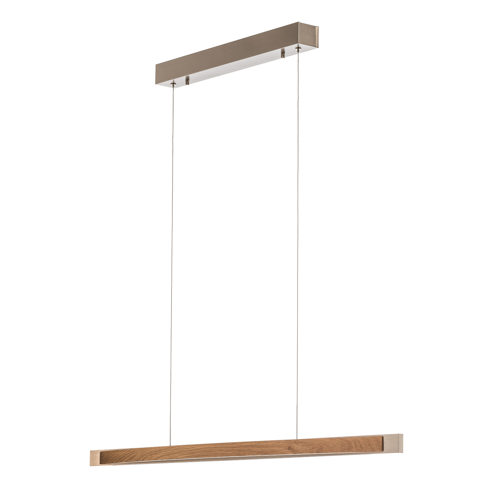 Quitani LED hanging light Kiera, oak/nickel, 98 cm
