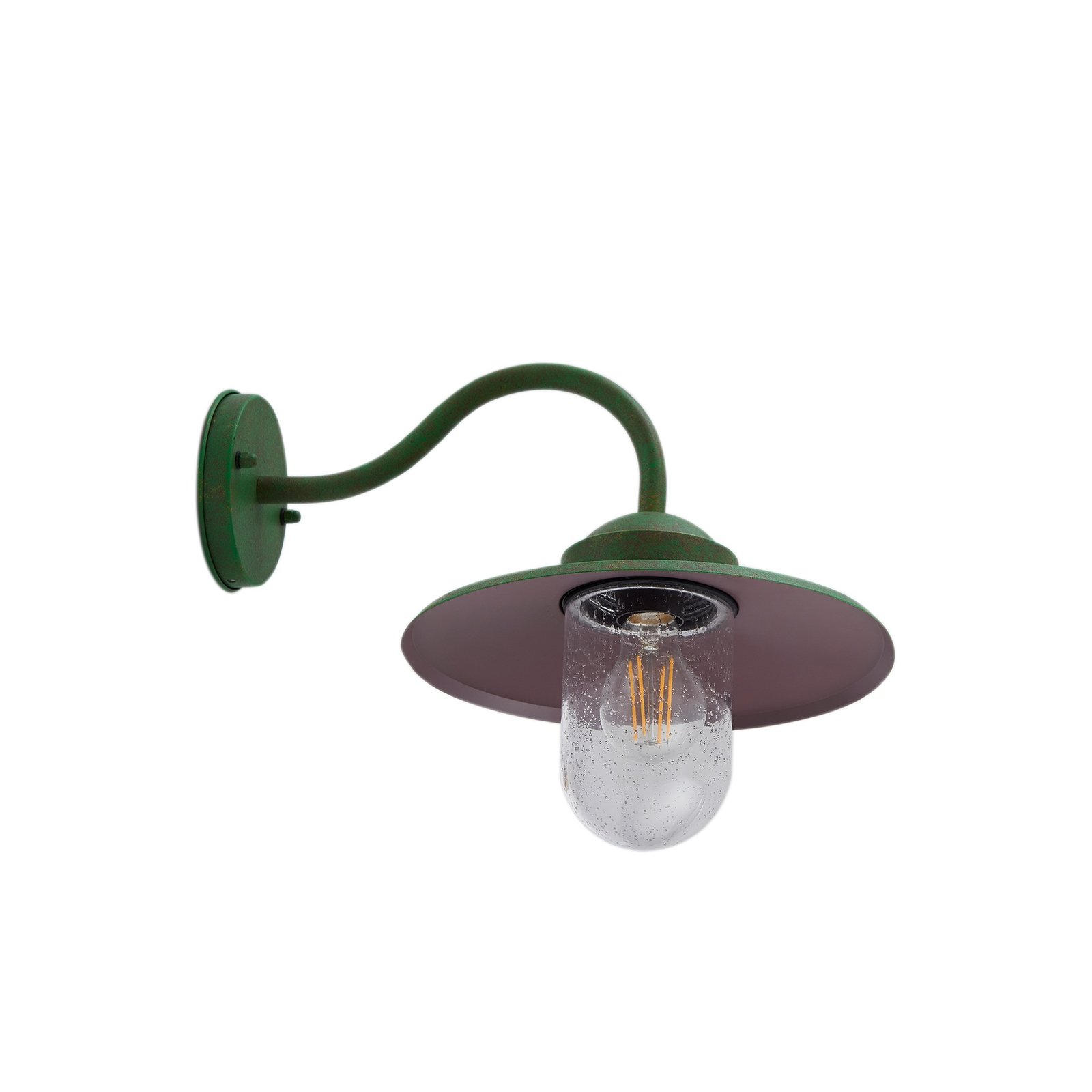 Lindby Bilma outdoor wall light, green, glass, 29 cm high