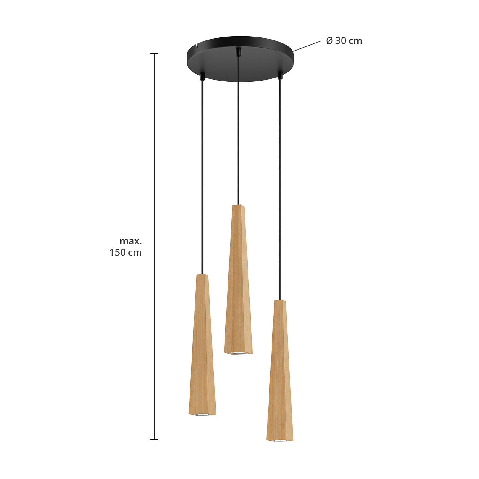 Envolight Wooden Square Cones 3-bulb circle