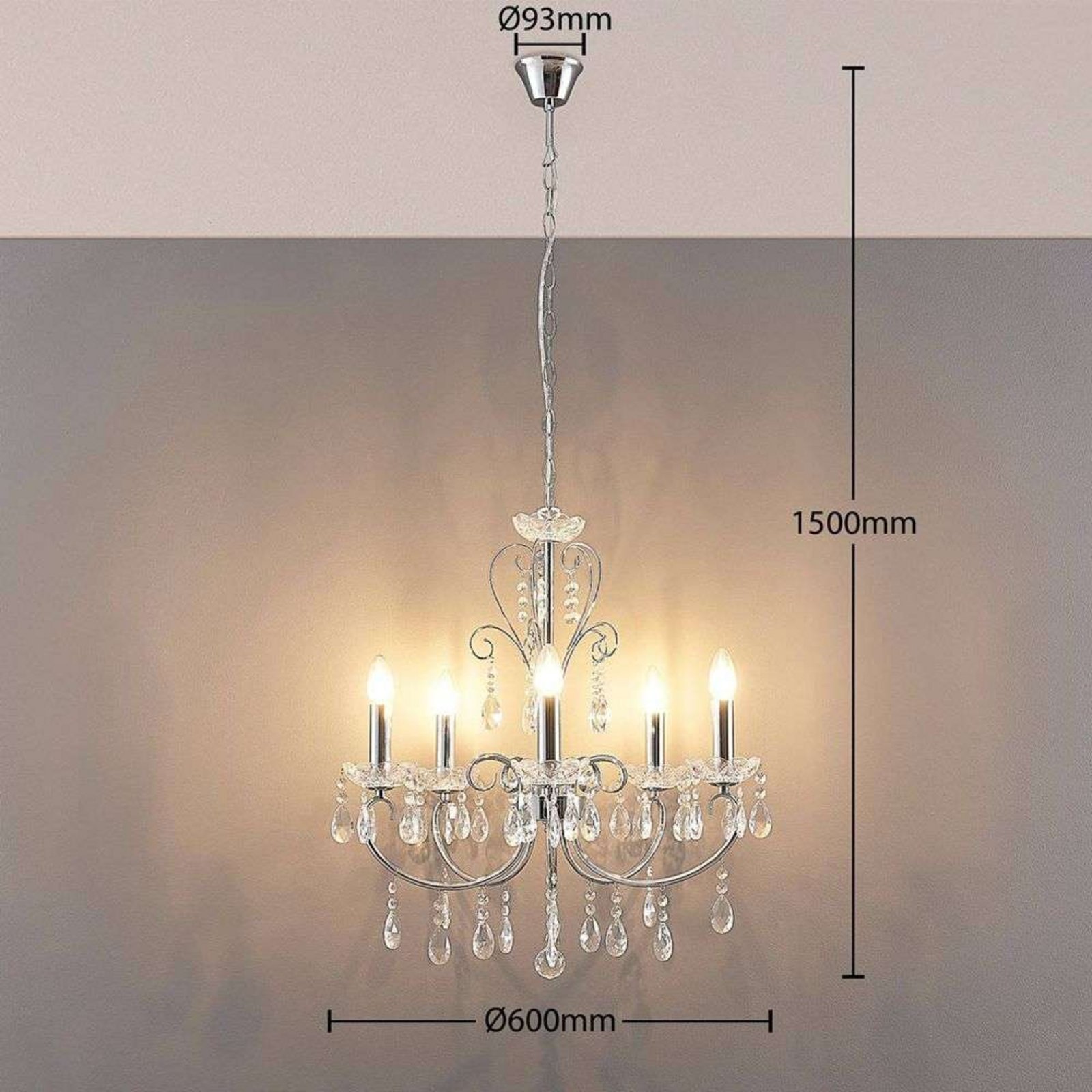 Solveig 5 Lustră Pendul Chrome/Clear - Lucande