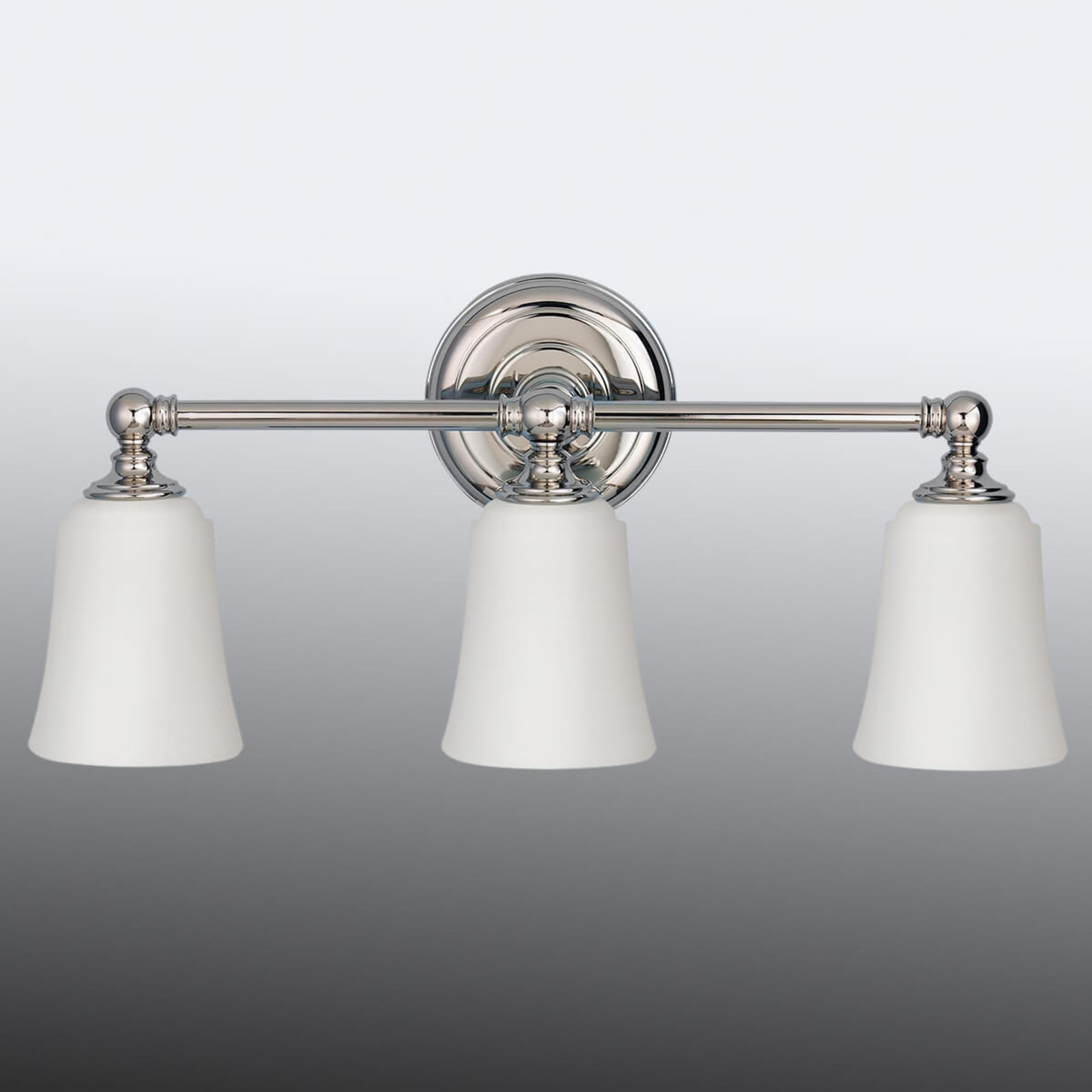 Huguenot Lake væglampe, krom, bredde 53 cm, 3 lyskilder, IP44 – FEISS