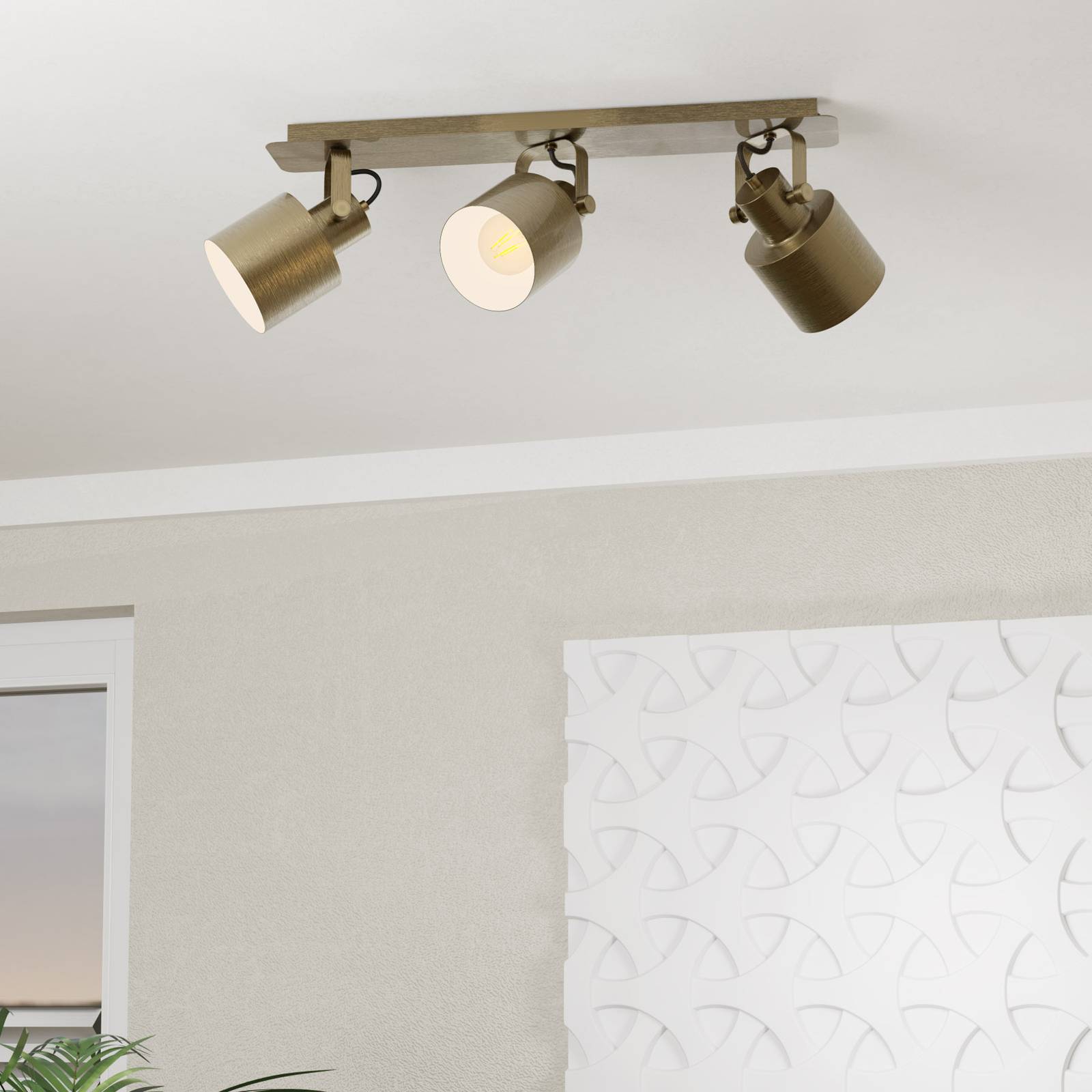 eglo spot plafond southery à 3 lampes crème-doré brossé
