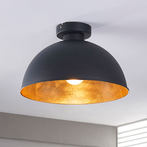 Deckeleuchte Lya, Ø 31 cm, schwarz-gold