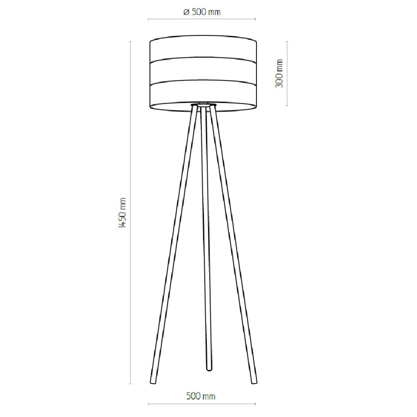 TK LIGHTING Tago floor lamp with a tripod frame, white/gold, for Living / Dining Room, metal, E27, 60 W, energy efficiency: A++, H: 145 cm
