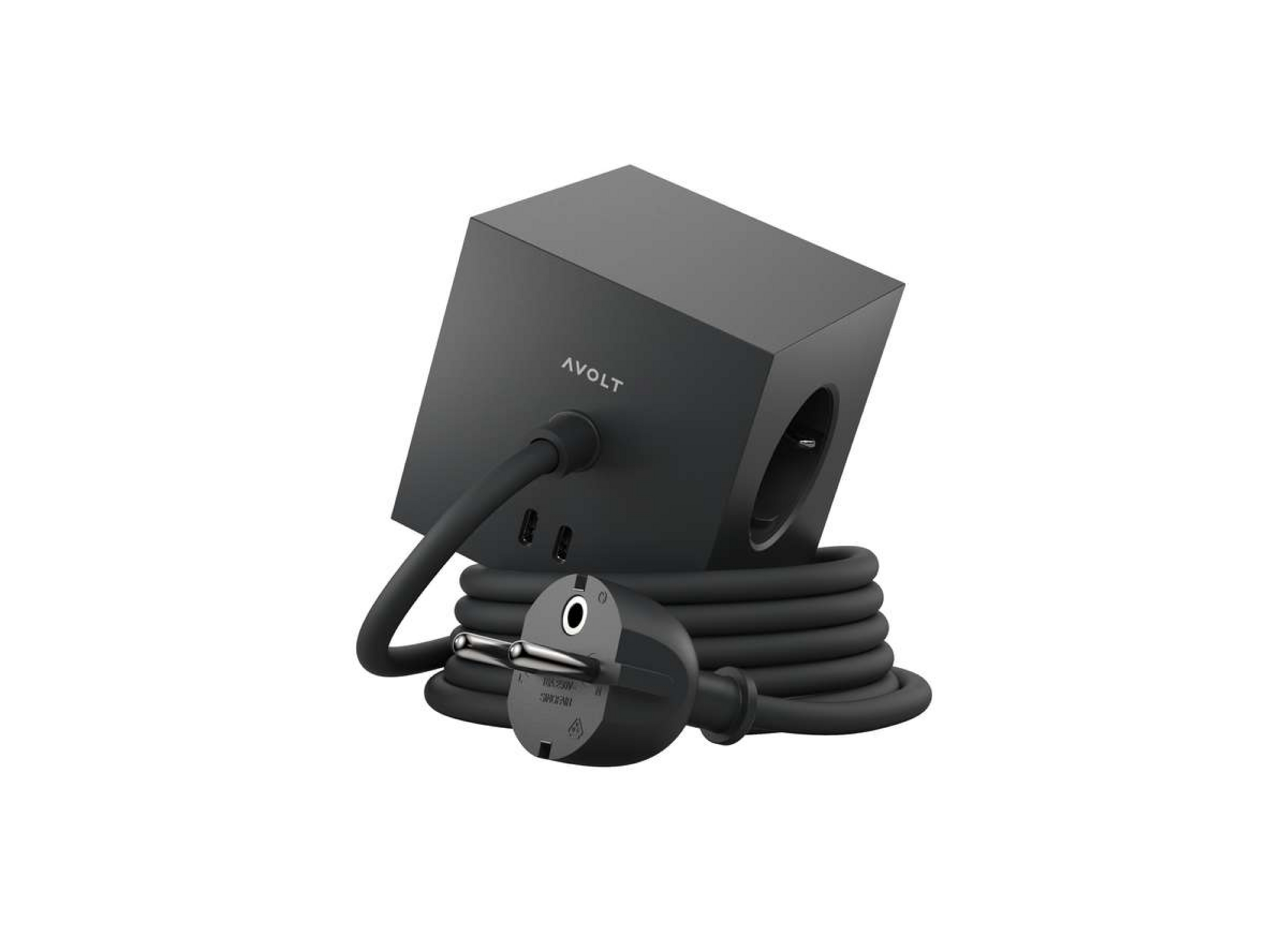 Meervoudige stekkerdoos SQUARE 1 zwart 3 Schuko 2 USB 1,8 m kabel AVOLT