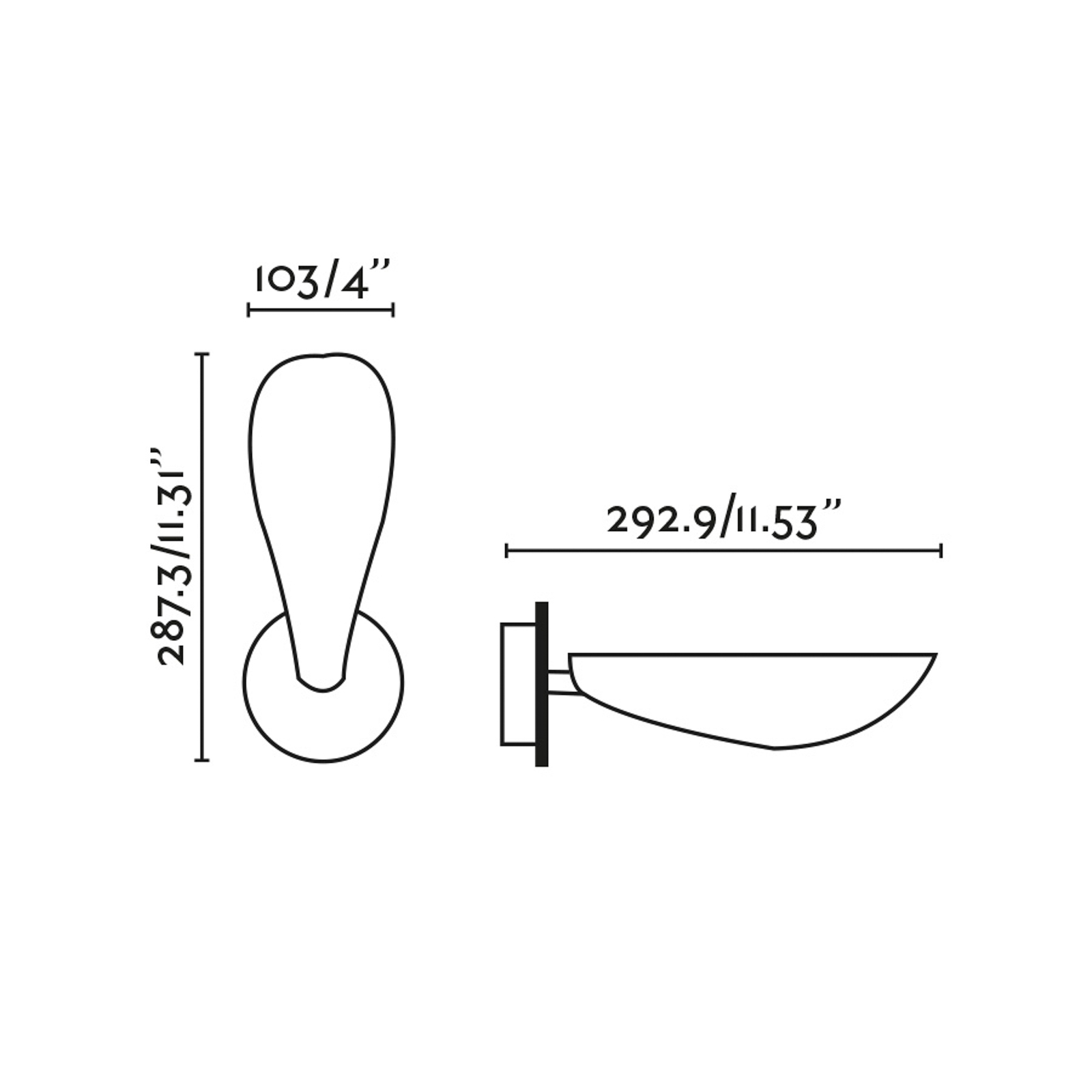 Liggera vägglampa, svart, stål, bredd 10,3 cm