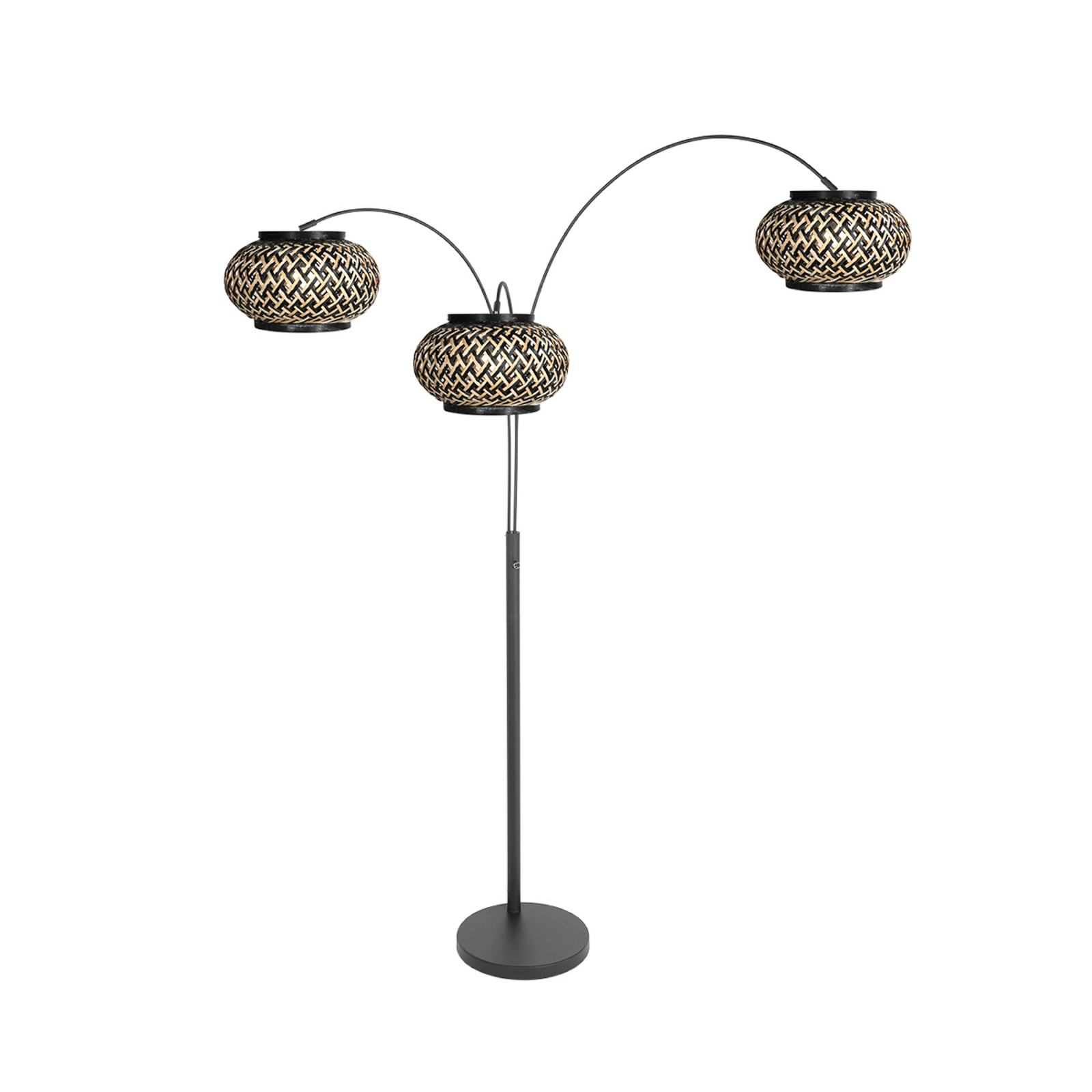 Nox Light álló lámpa, 3 izzós, fekete, bambuszfonat, E27