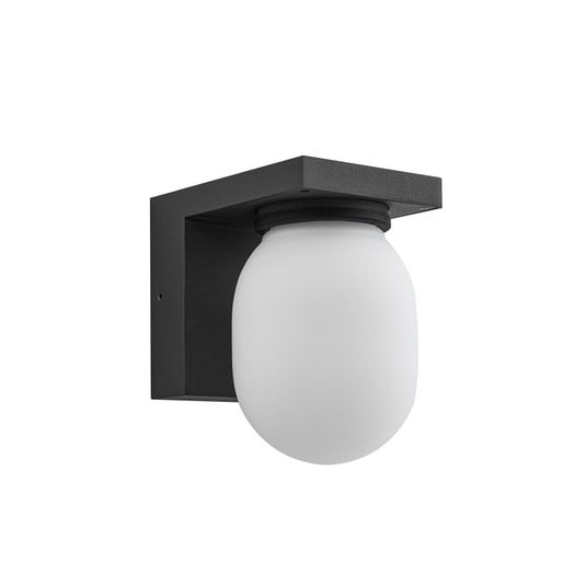 Ovaali kültéri fali lámpa, IP65, sötét szürke, üveg - Lucande