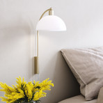 Ellen 20 wall light, cable + plug, brass/white