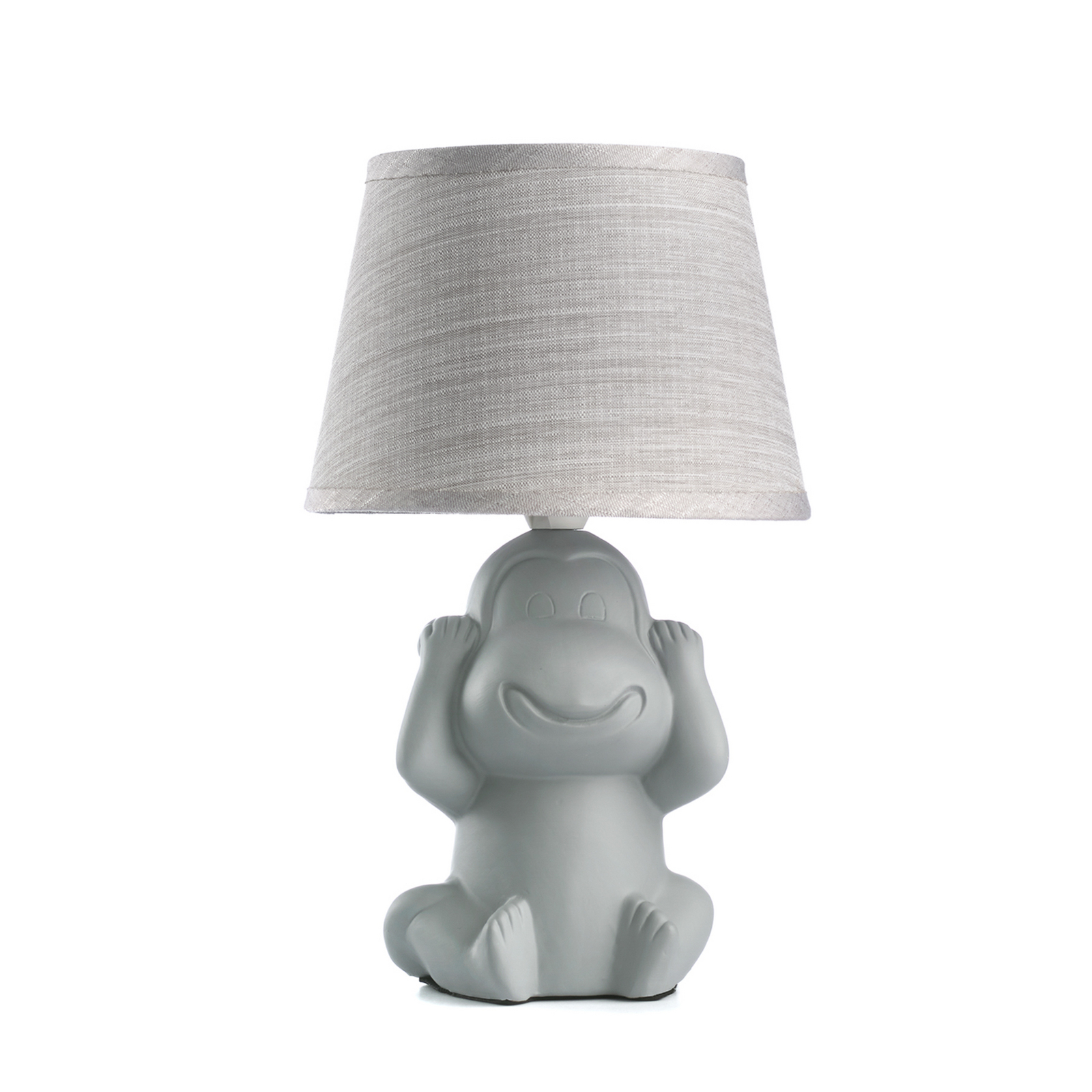 Monkey table lamp, grey, ceramic, textile