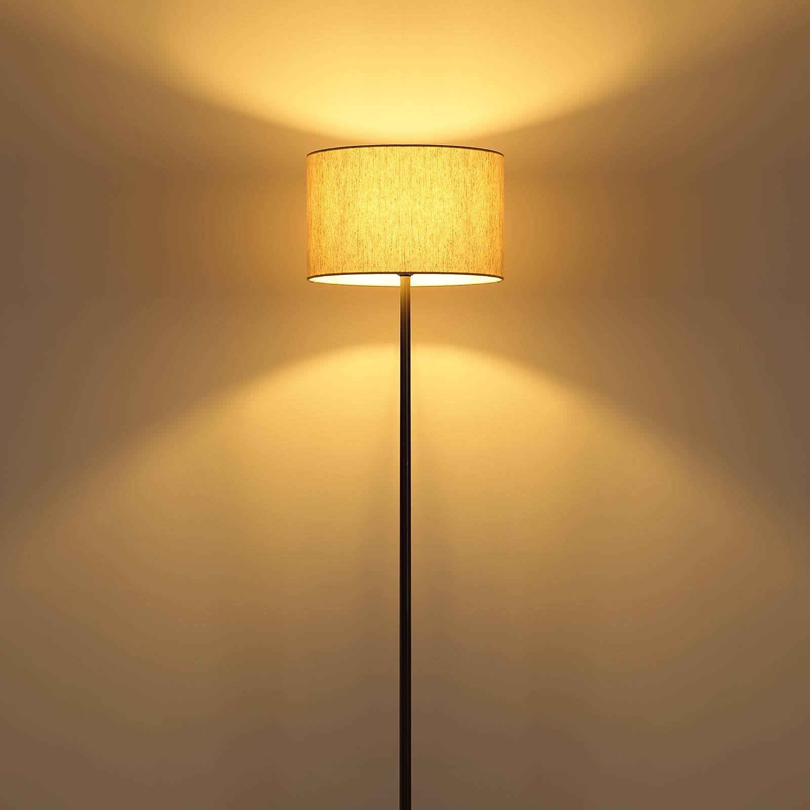  Globo Stehleuchte Thea, Creme/schwarz Matt, Leinen, Höhe 160 Cm 