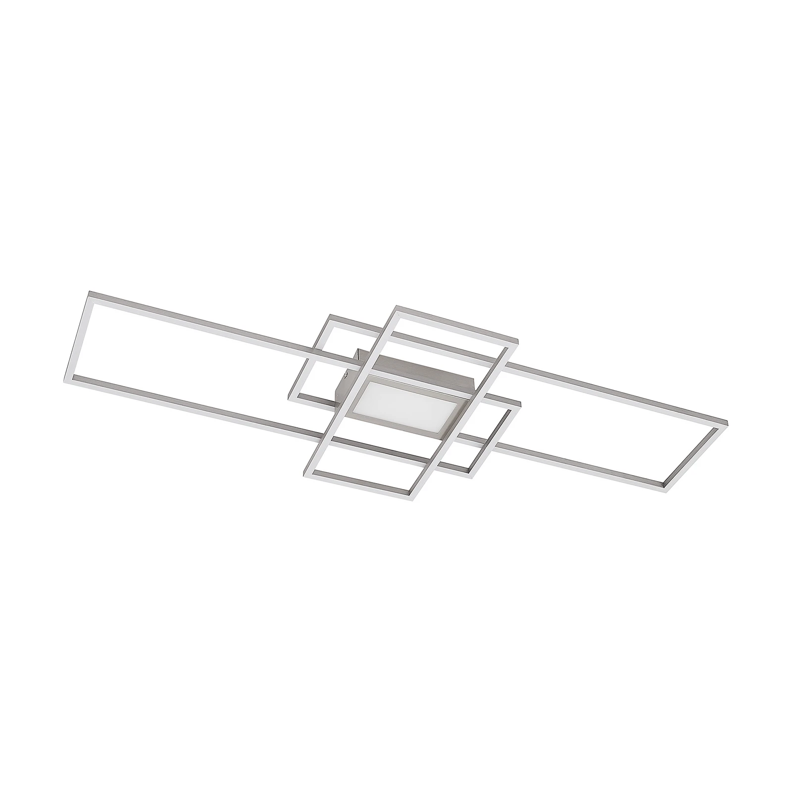 Lindby Plafonnier LED Caitlin, nickel, métal, 105cm