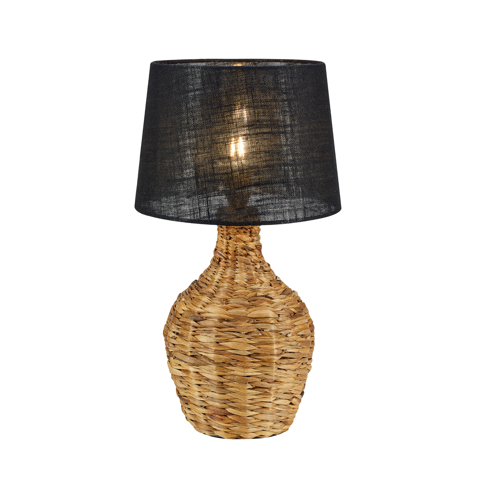 Stolní lampa Paglia, přírodní/černá, ratan/juta, výška 58 cm