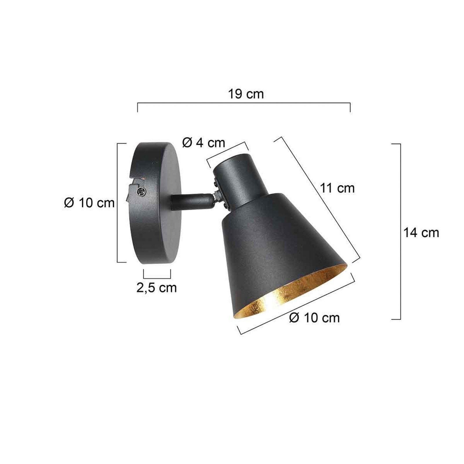 Wandstrahler Oeroe, 1-flammig, schwarz, Metall, E14