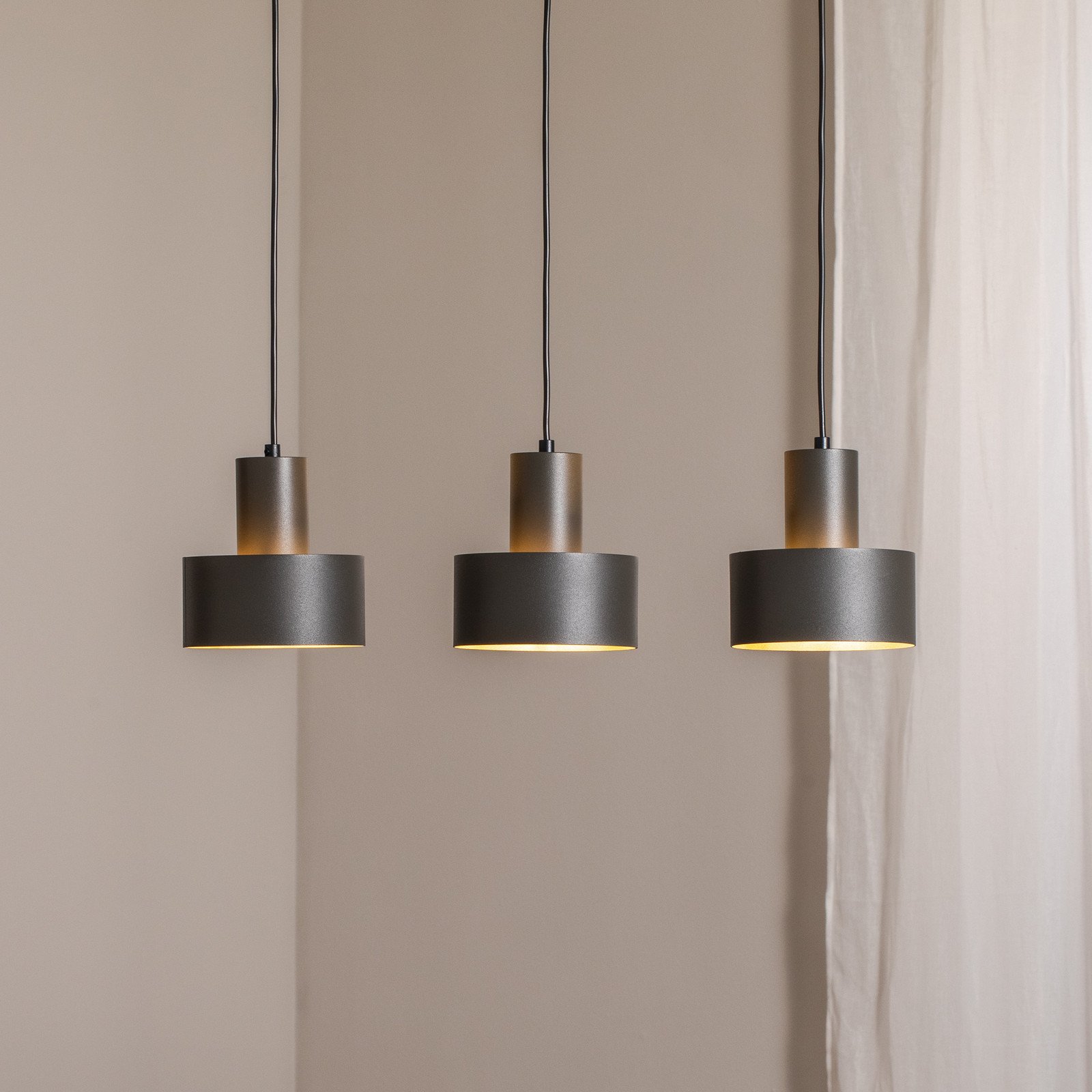 SIGMA Lampă suspendată Rif 3 verde măslin 3 becuri liniară oțel - Camera de zi / sufragerie - Modern - Metal