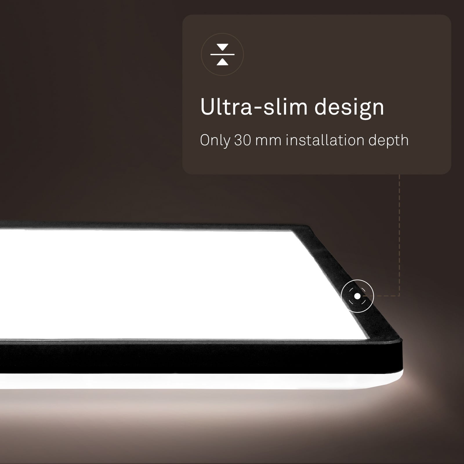 LED paneel Shallow aan/uit, 58 x 20 cm, zwart, 840 achtergrondverlichting