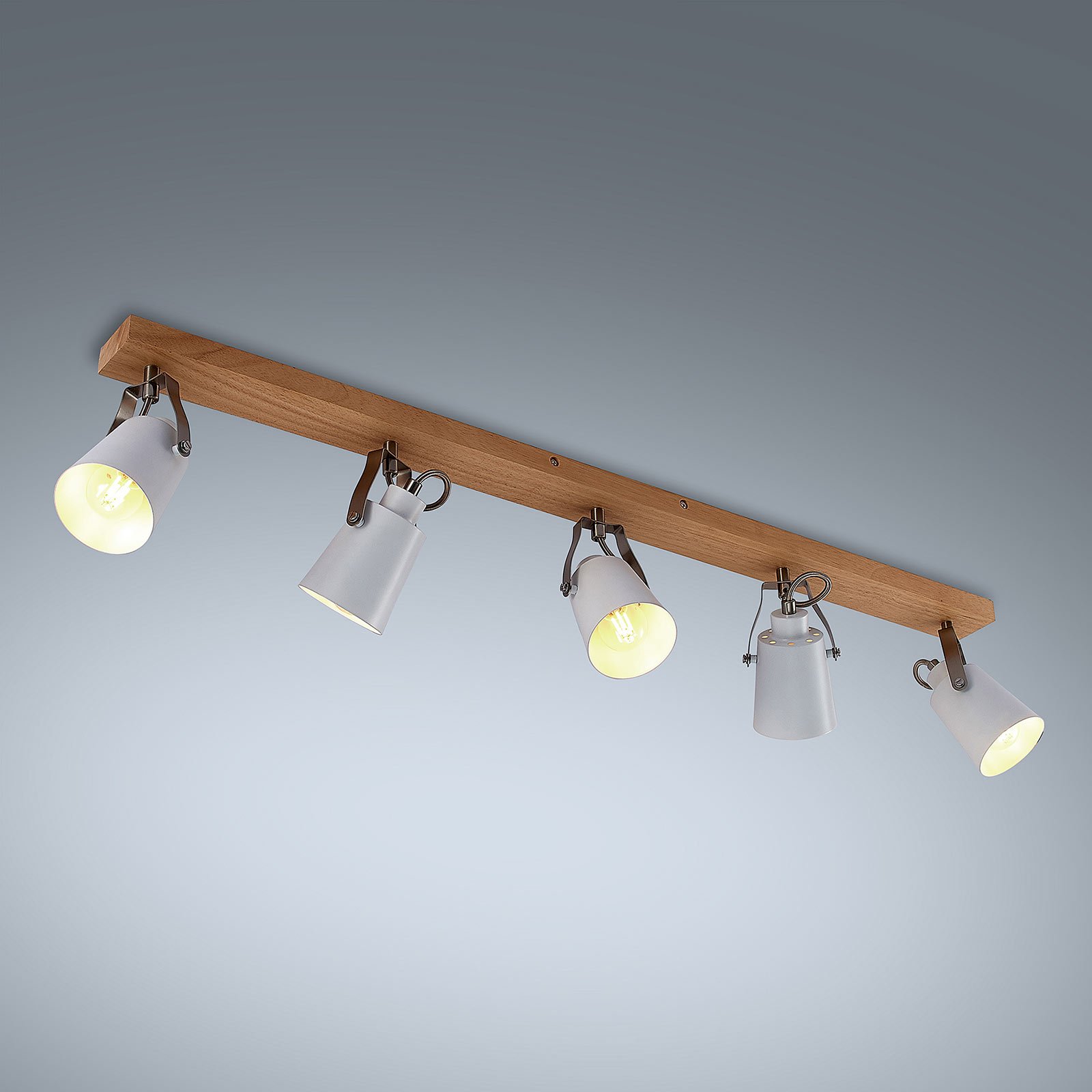 Blana 5 Ceiling Lamp White/Wood - Lindby