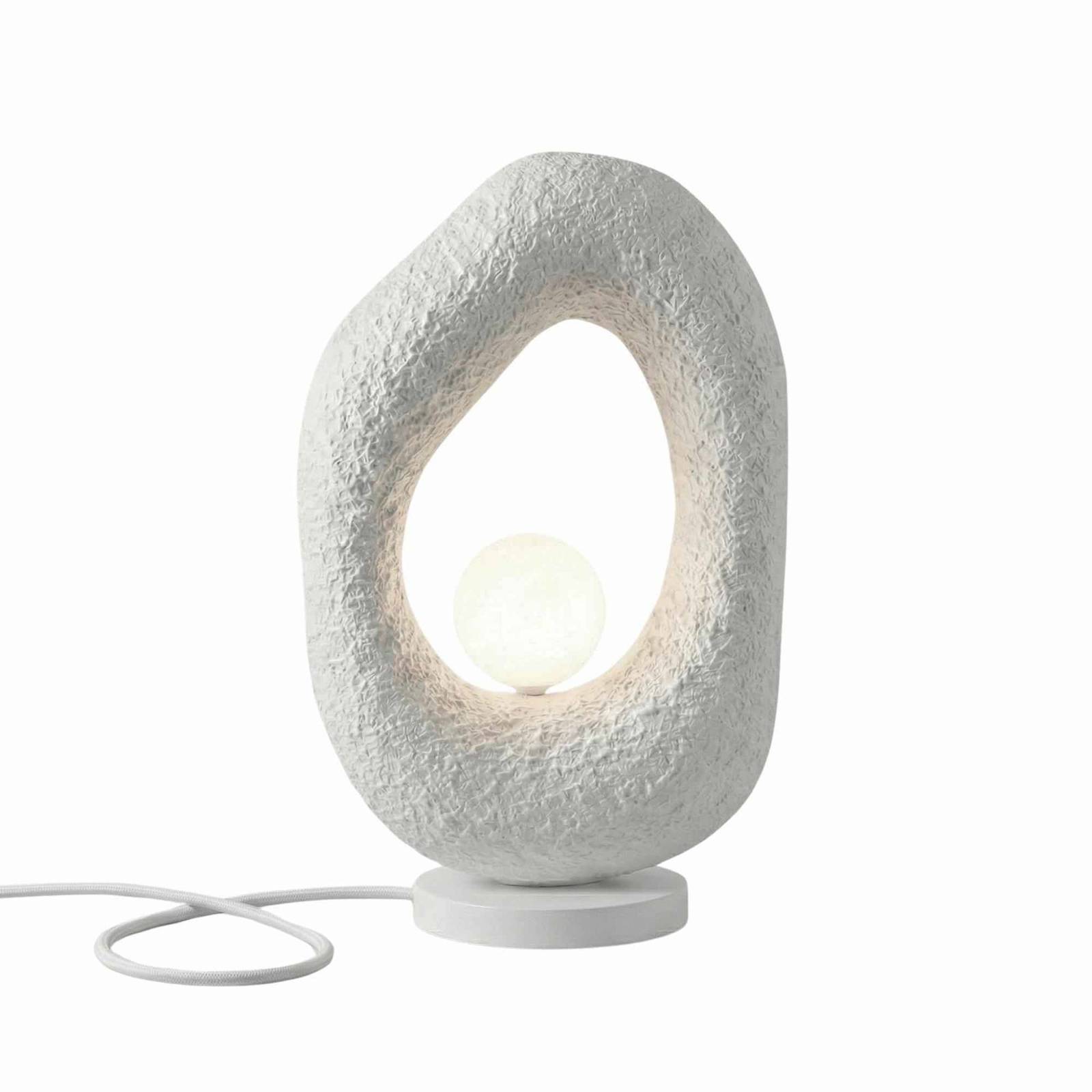 Tischleuchte Vaslı, weiß, Höhe 50 m, Fiberglas, G9