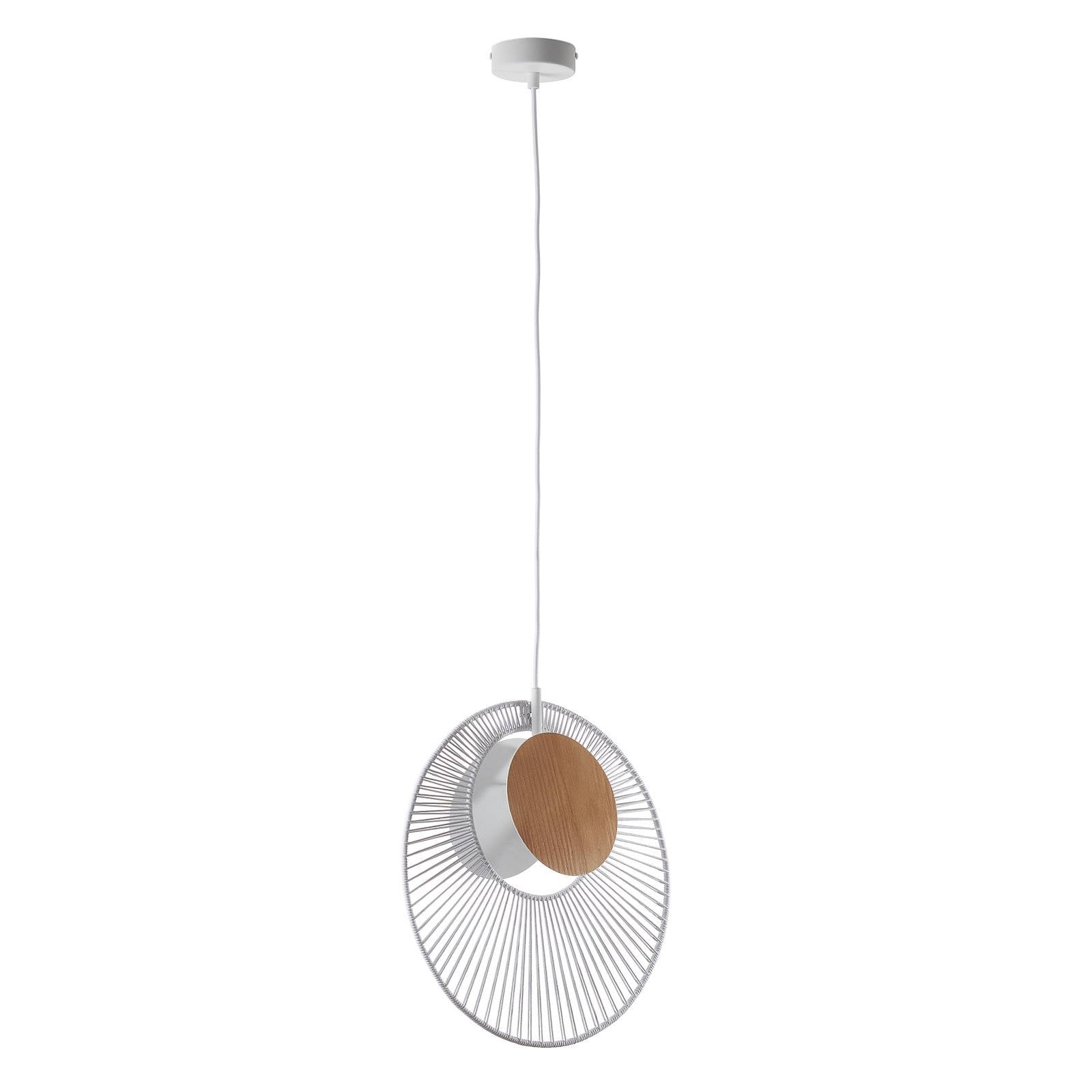 Forestier Oyster designer hanging light, white, for Living / Dining Room, metal, cotton, E27, 60 W, W: 15 cm