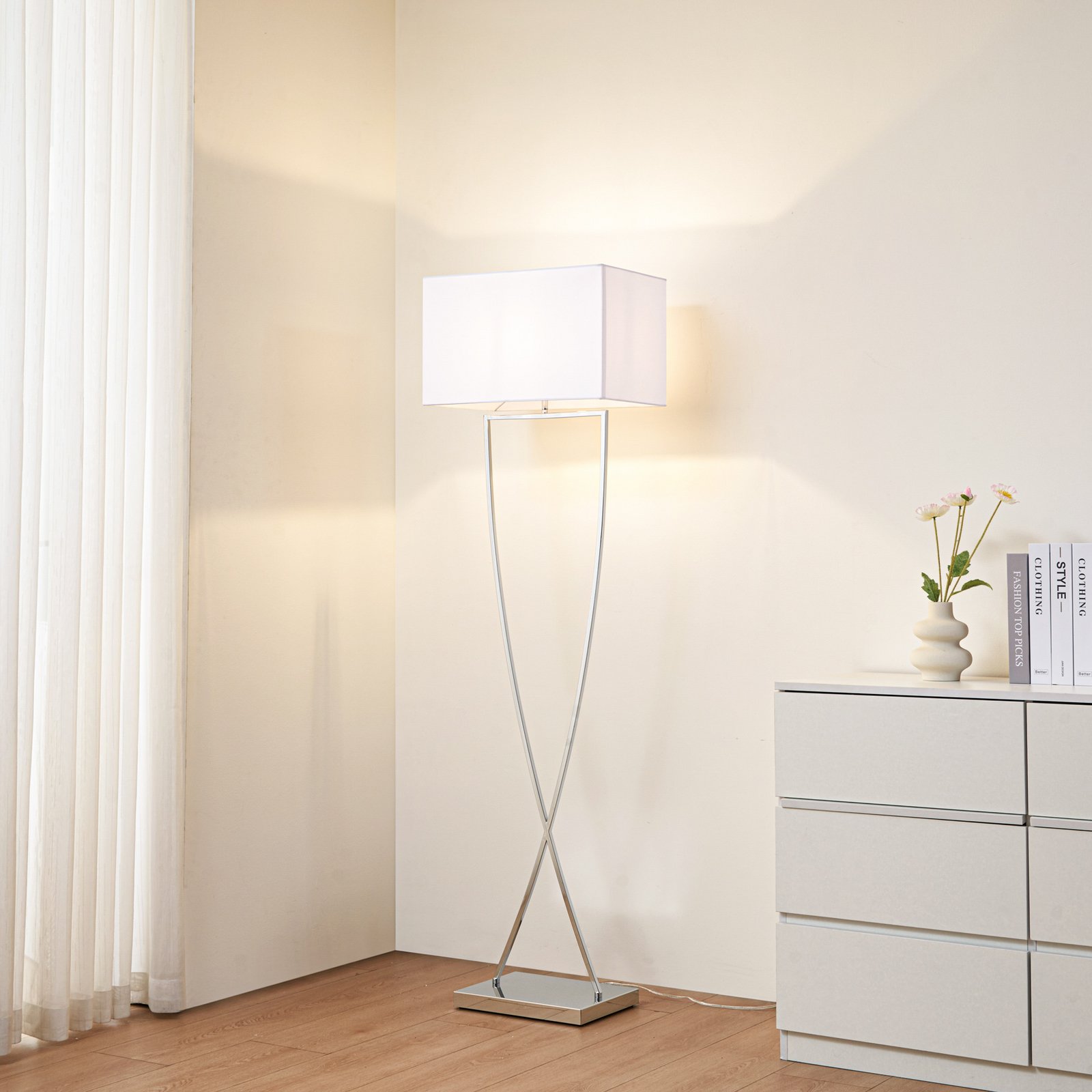 Evaine Lampadaire Chrome/White - Lucande