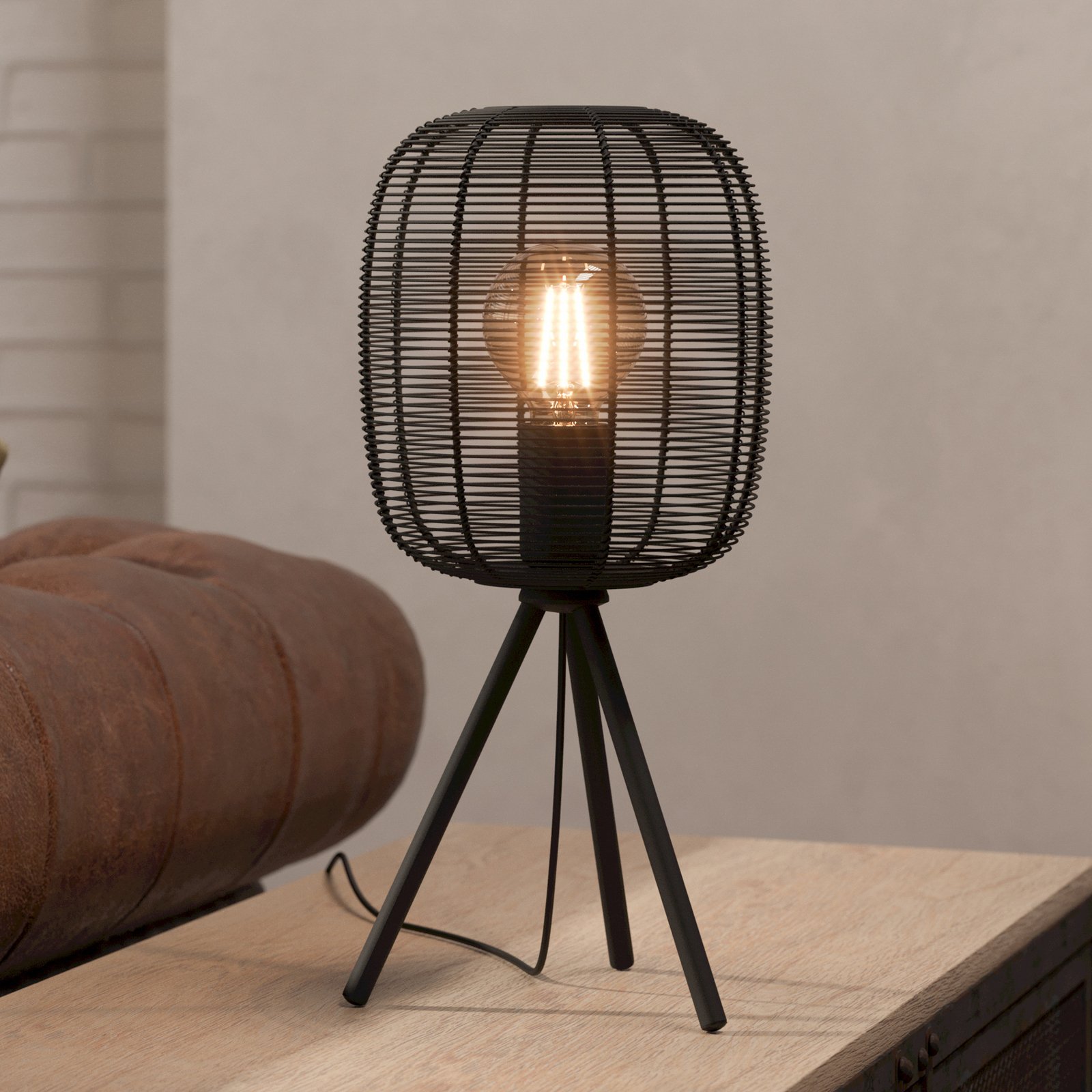 Rinroe asztali lámpa, magasság 44 cm, fekete, acél